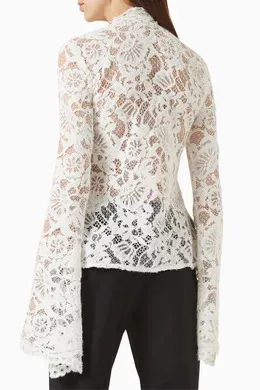Sally Flare-sleeve Blouse in Lace - Size: xl