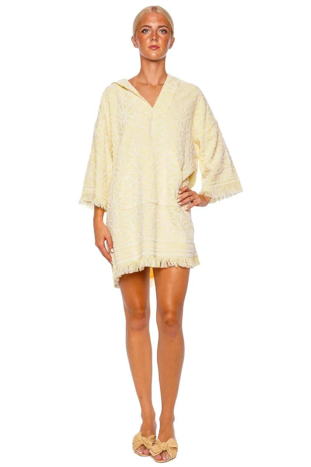 Coco Hooded Towel Mini Dress in Cotton Terry - Size: s