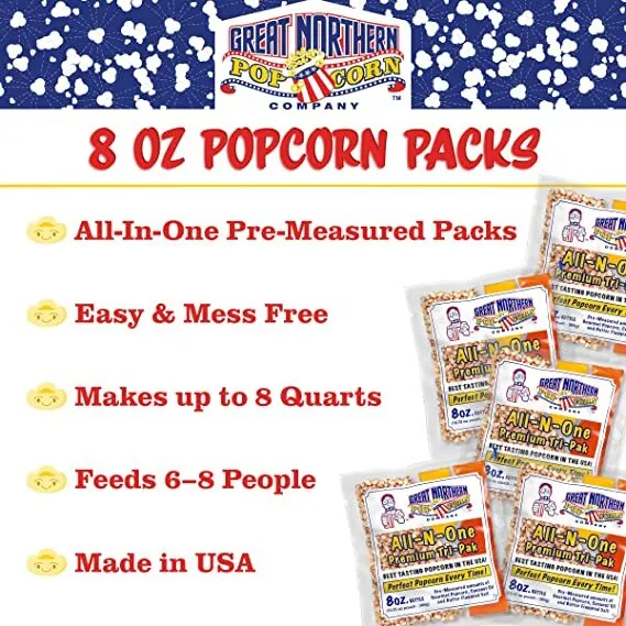 Popcorn Portion Packs, 8oz, feeds 6-8 people