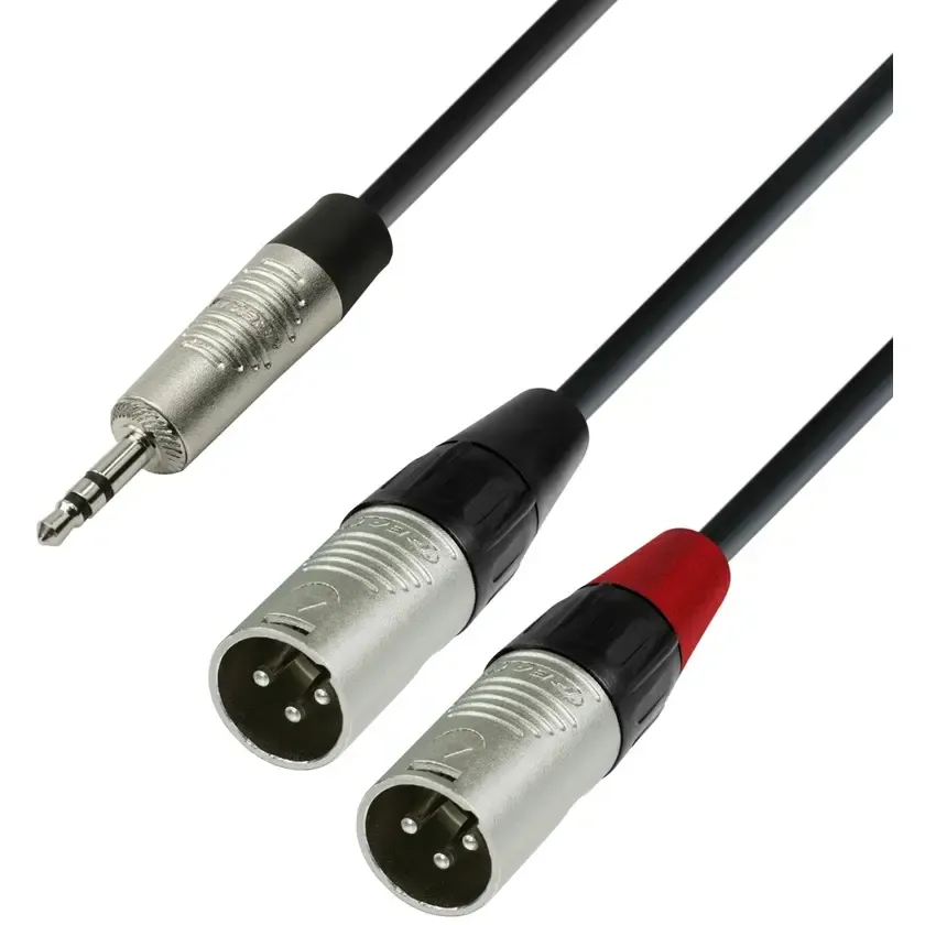 3.5 mm Jack Stereo to 2 x XLR Male Audio Cable (1.5m)