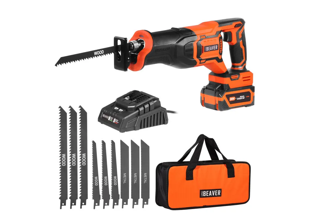 20V Reciprocating saw LITTLE BEAVER, 4ah battery, access. & bag