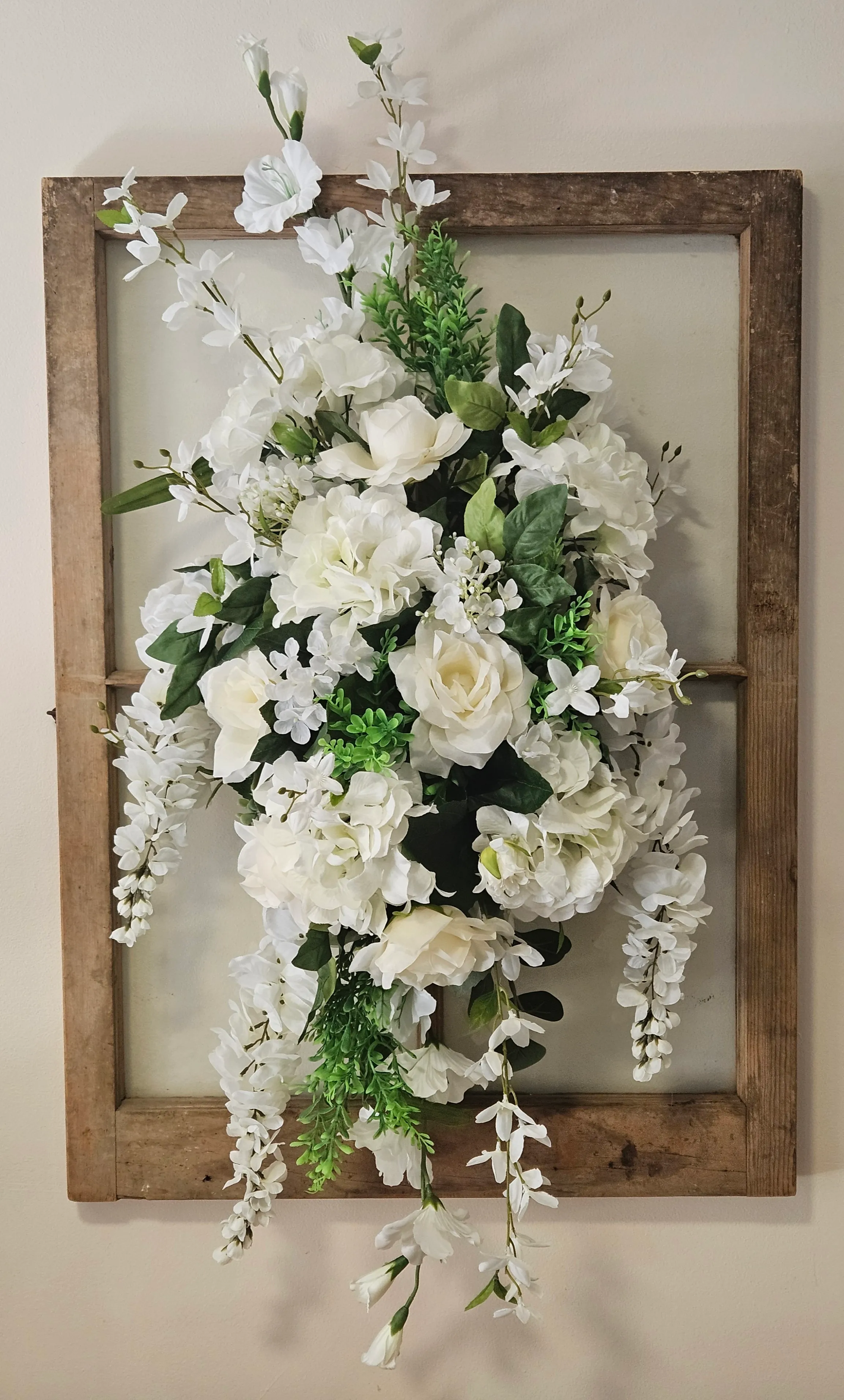 Large Hanging Floral Swag - White Flowers