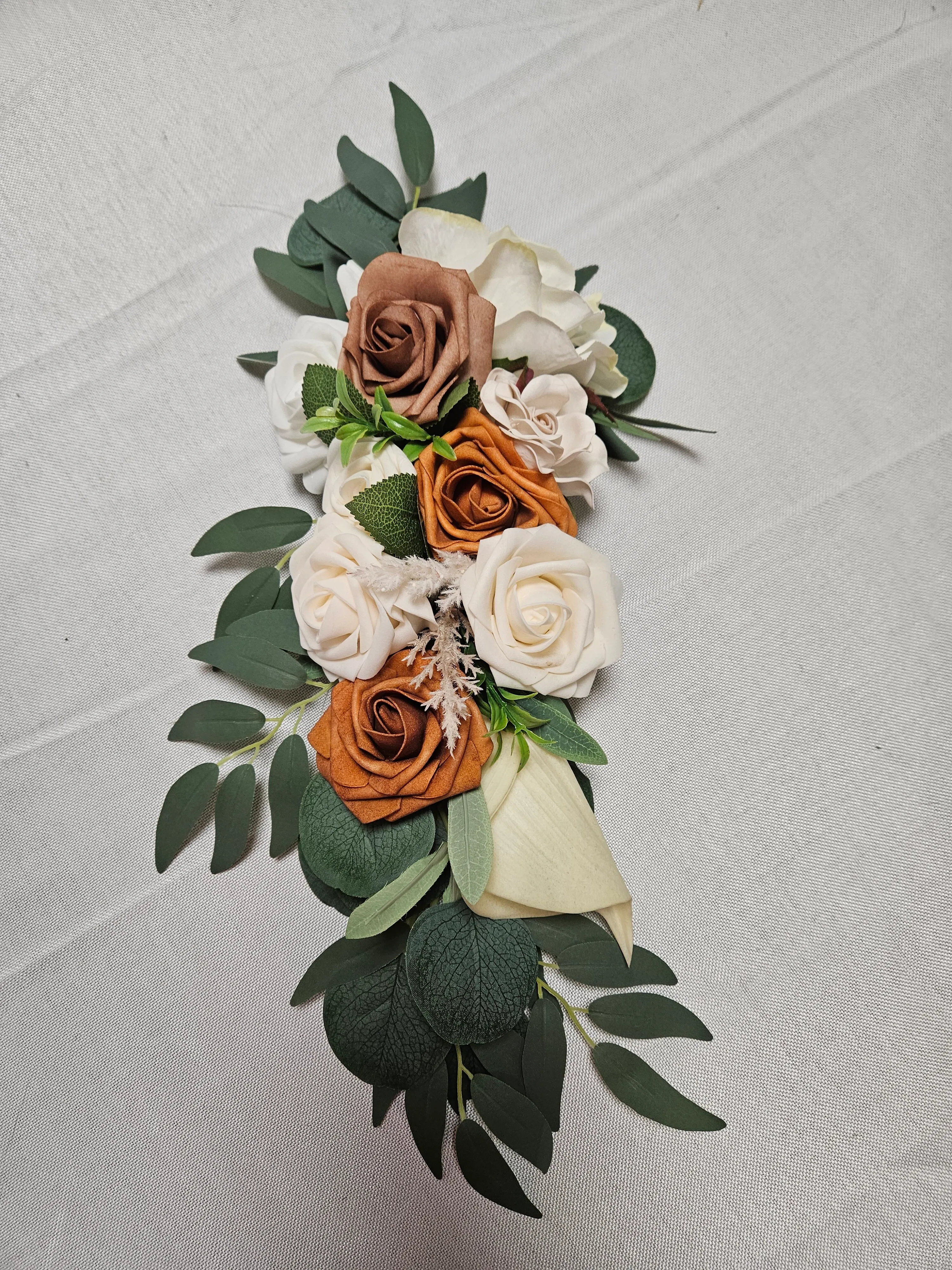 Floral Swag - Cream/White/Orange - 20in