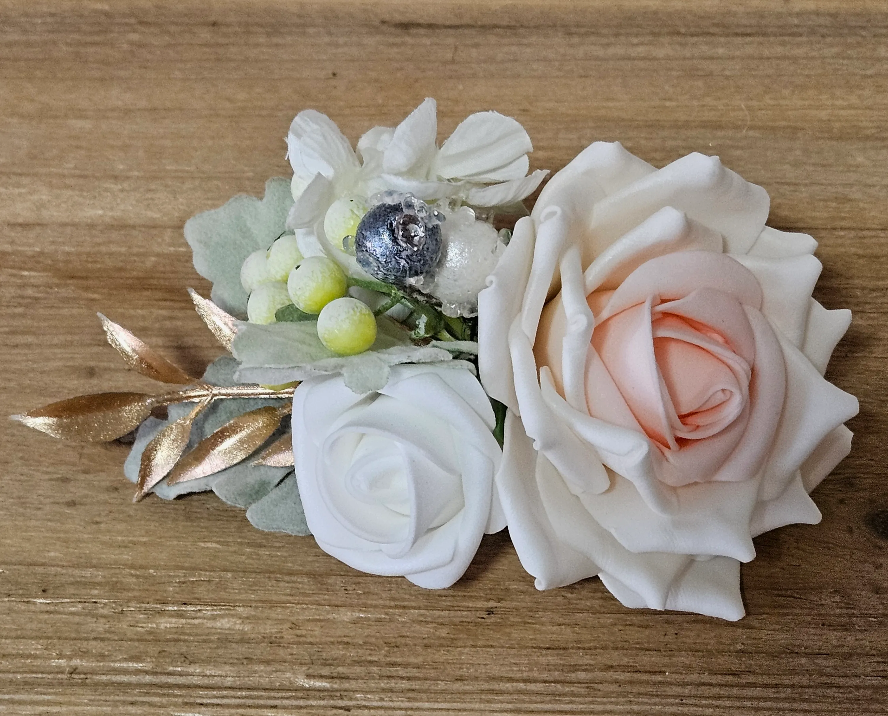 Wrist Corsage - Blush and Cream/White