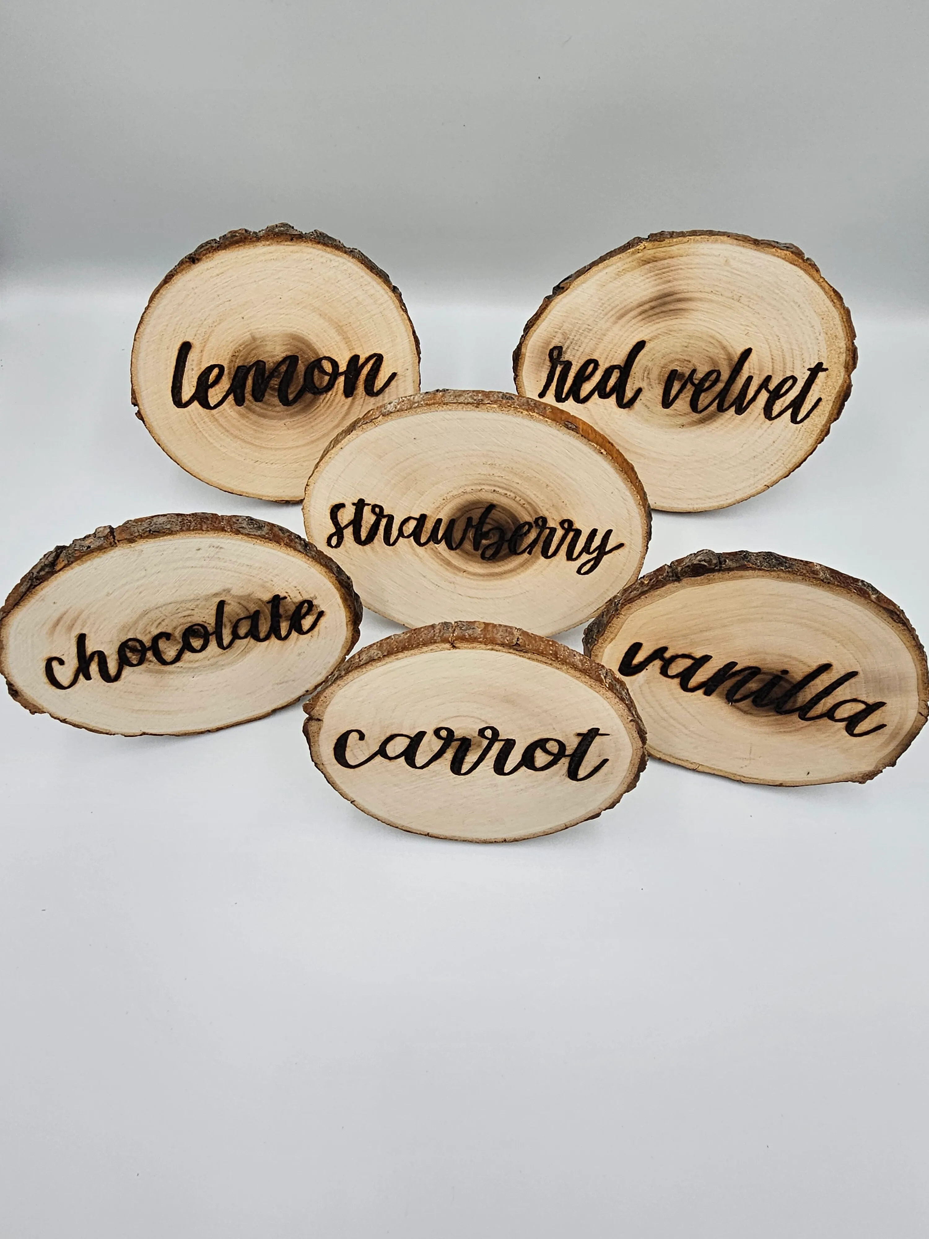 Cake Flavor Wood Slice Signs - 5in