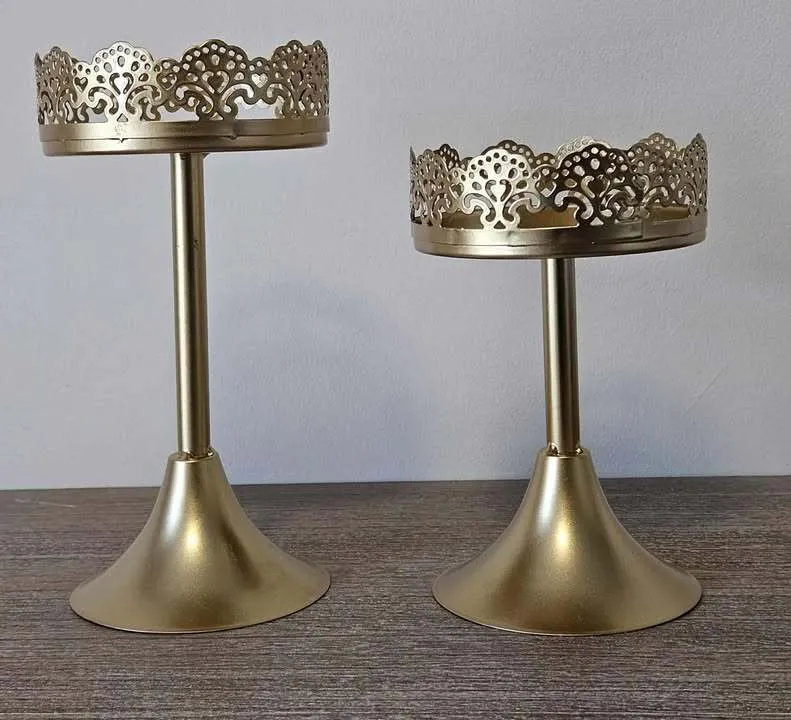 Gold Holder Set of 2- Pillar Candle - Cupcake