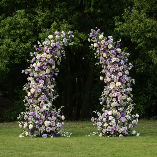 Elegant Lavender & Cream Silk Rose Arch Floral - 7.2ft