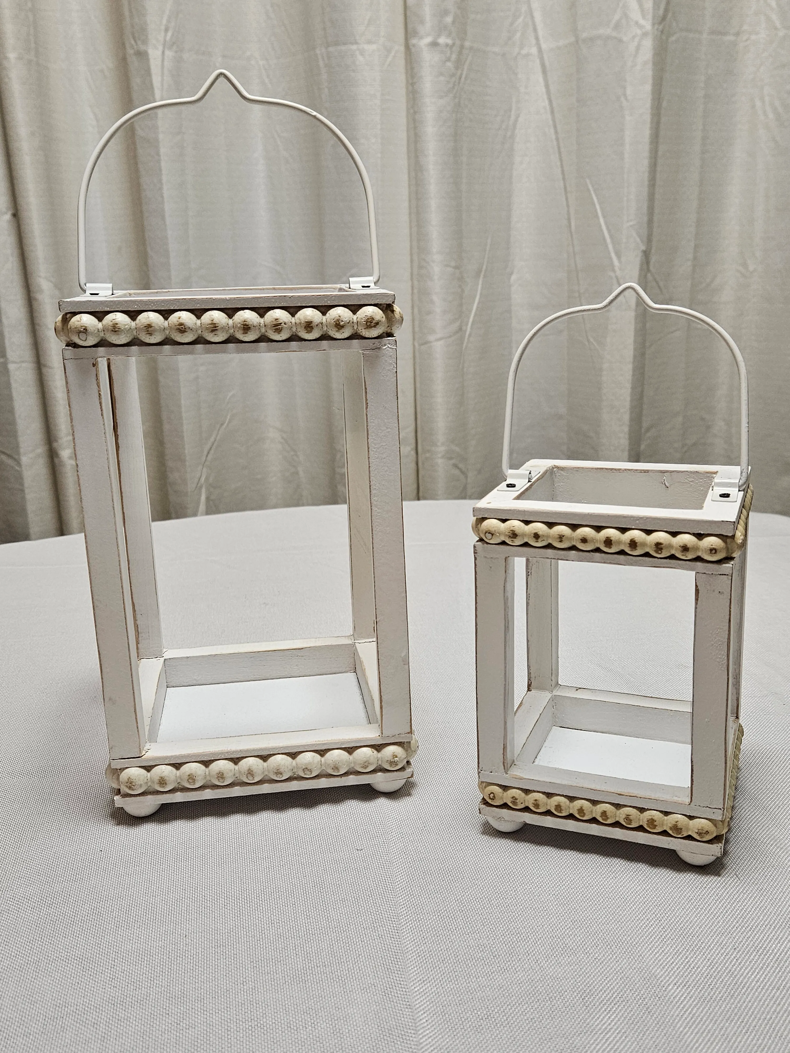 Beaded Lantern - White Wash