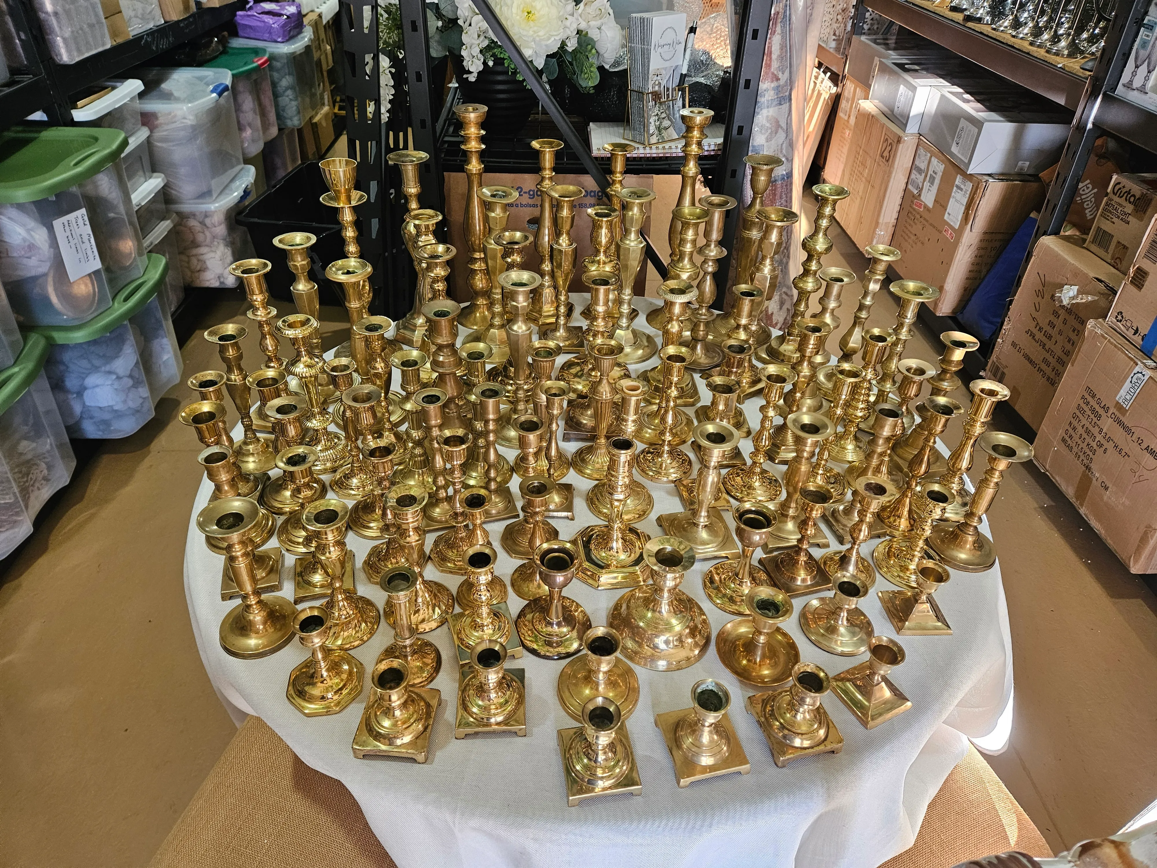Brass Taper Candle Holders - Variety - 2.5in - 15in - Bulk 93 Quantity