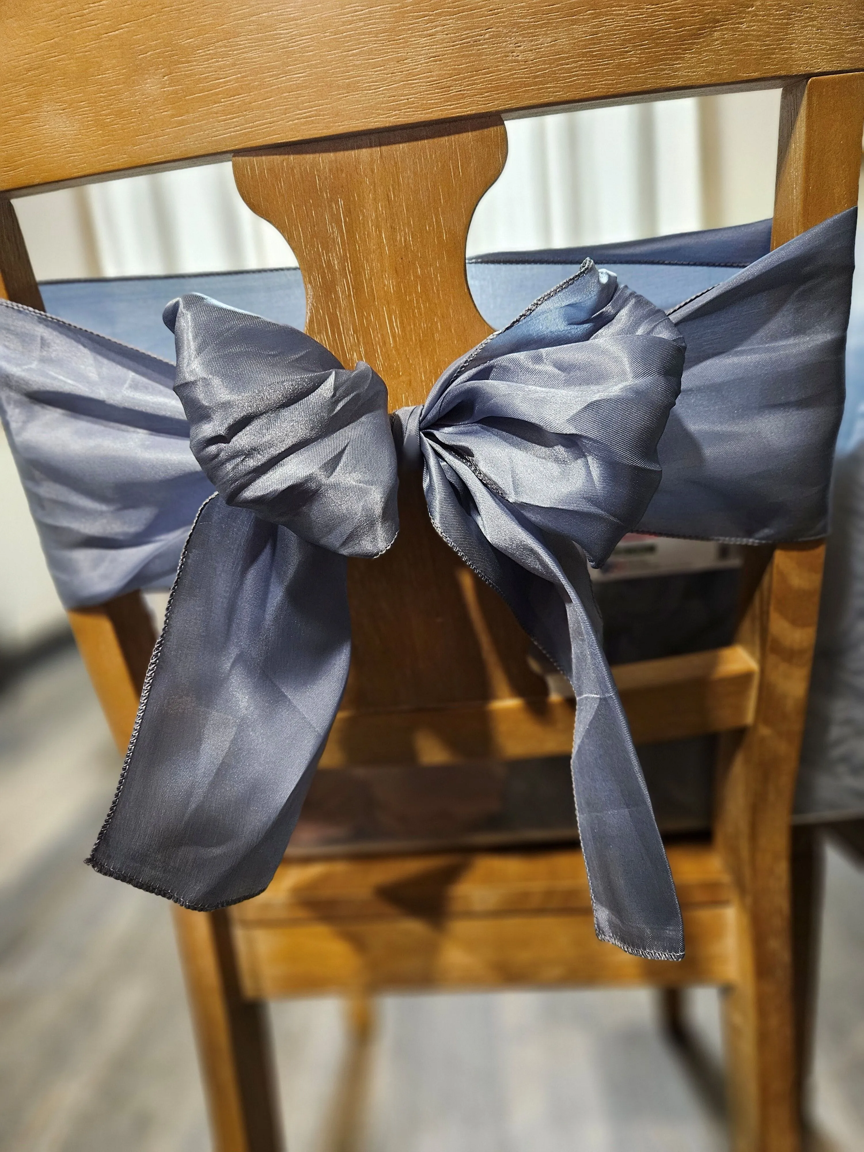 Satin Chair Sash - Dusty Blue