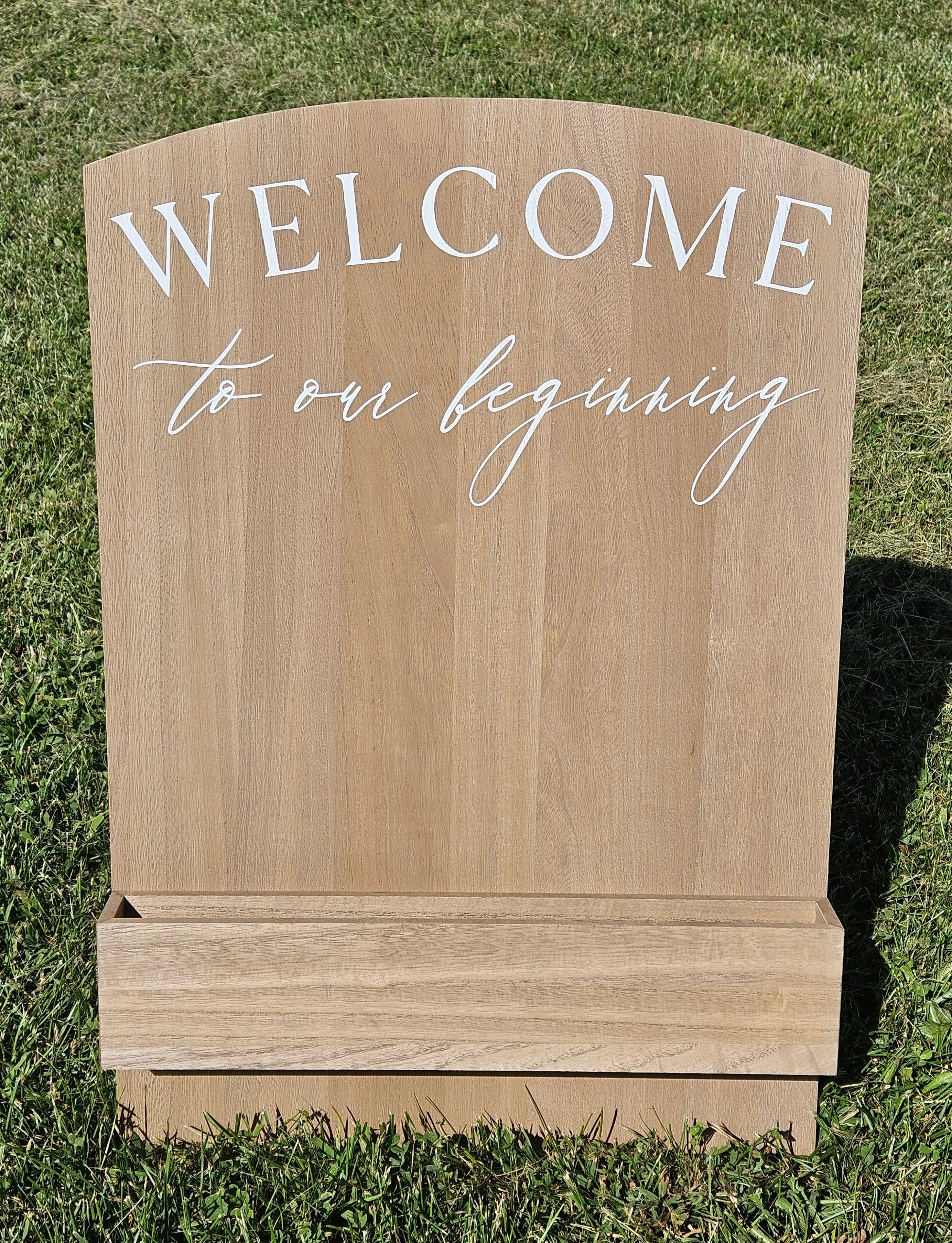 Welcome to Our Beginning - Wooden Flower Box Sign