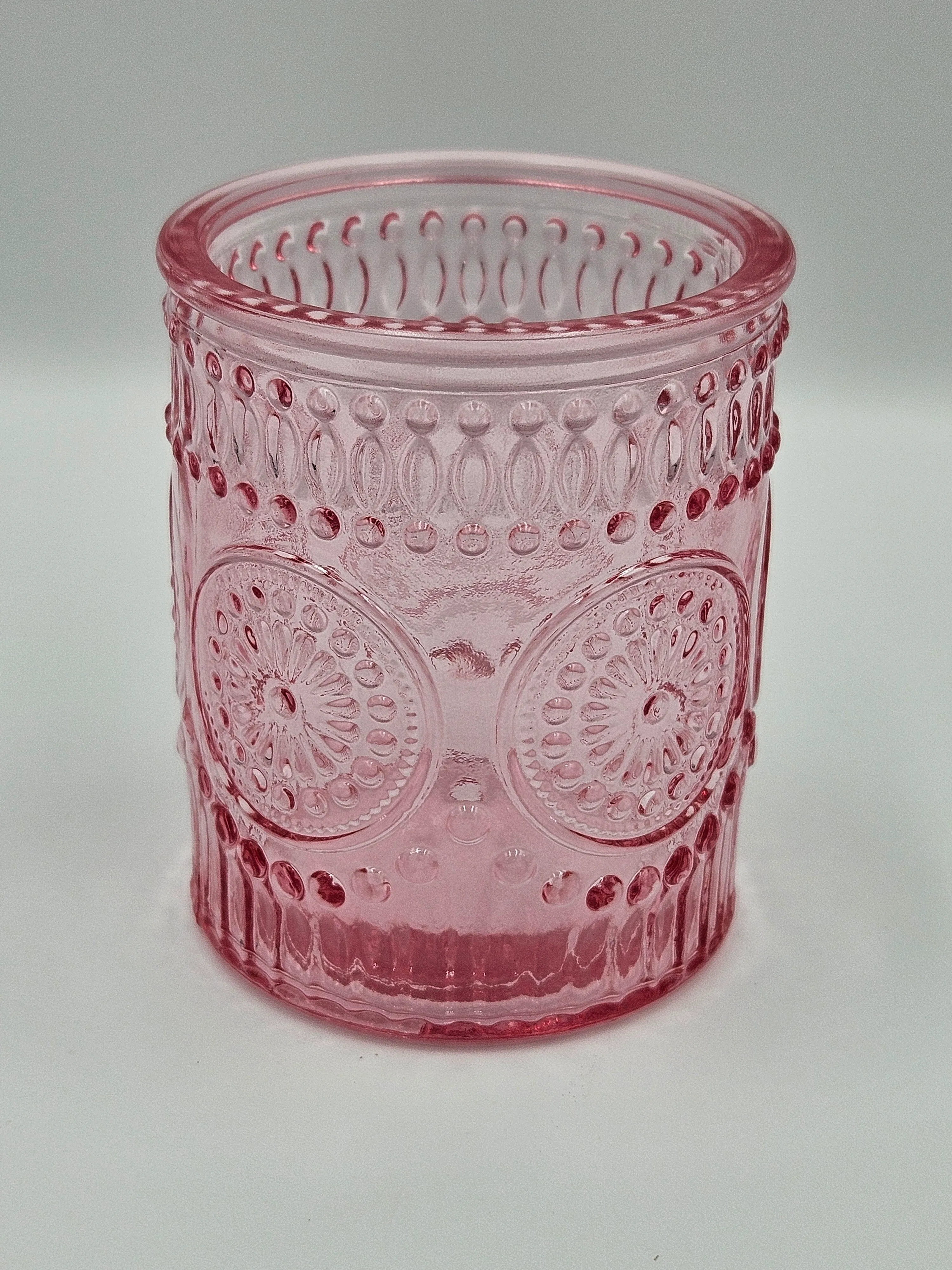 Beaded Circle Pattern Votive Holder - Pink