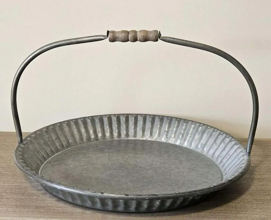 Handled Tray - Galvanized Metal - 16in