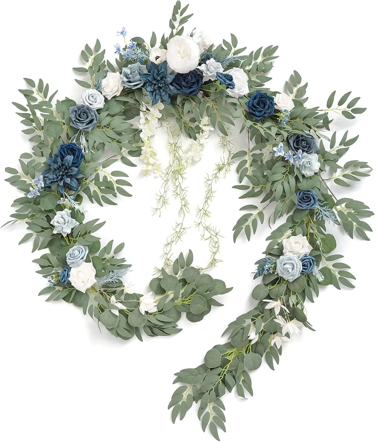Dusty Blue and White Garland - 9ft