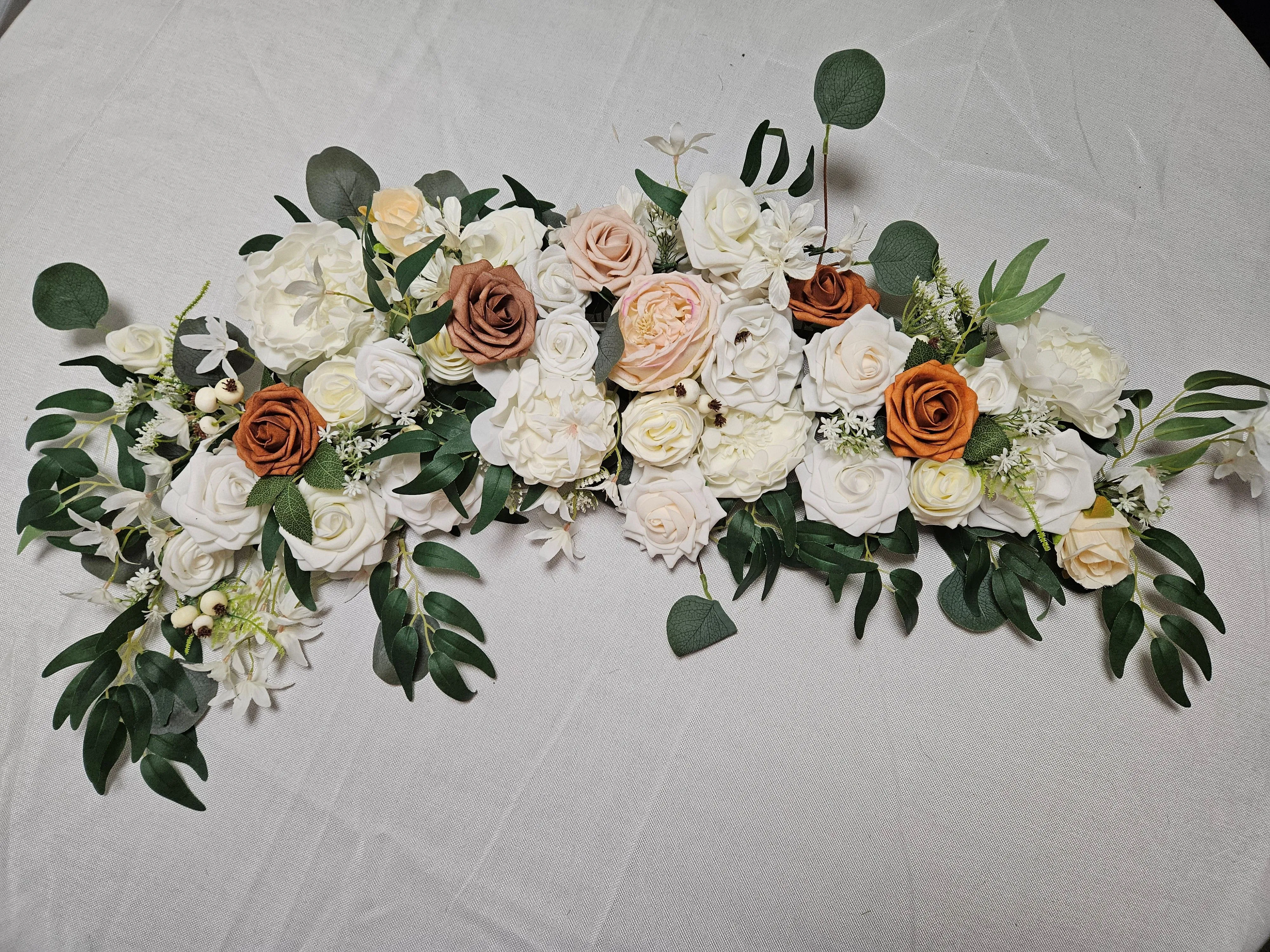 Swag - Brown/Pink/White/Cream Floral - 36in