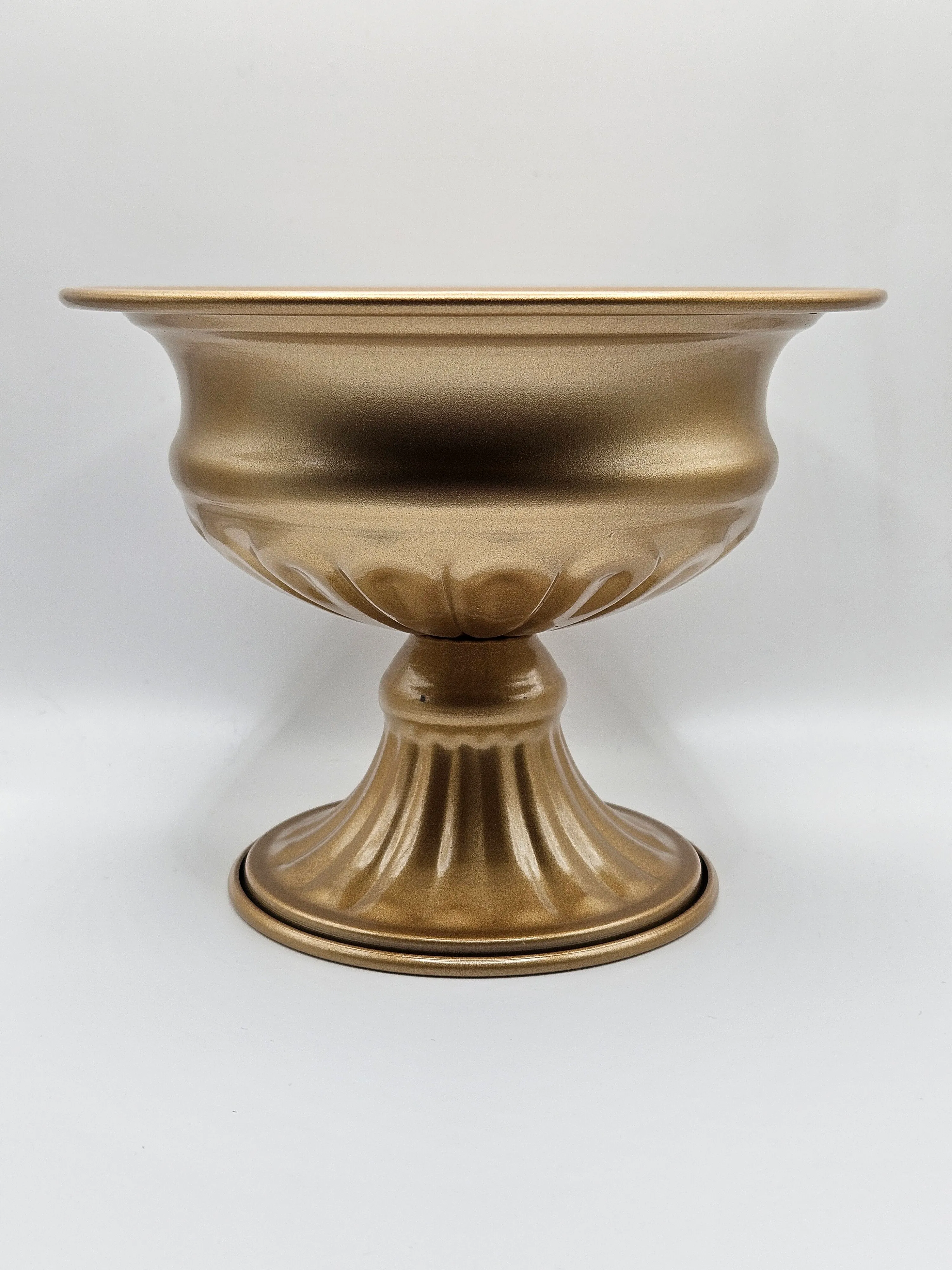 Pedestal Vase - Gold Metal - 6.5in Round
