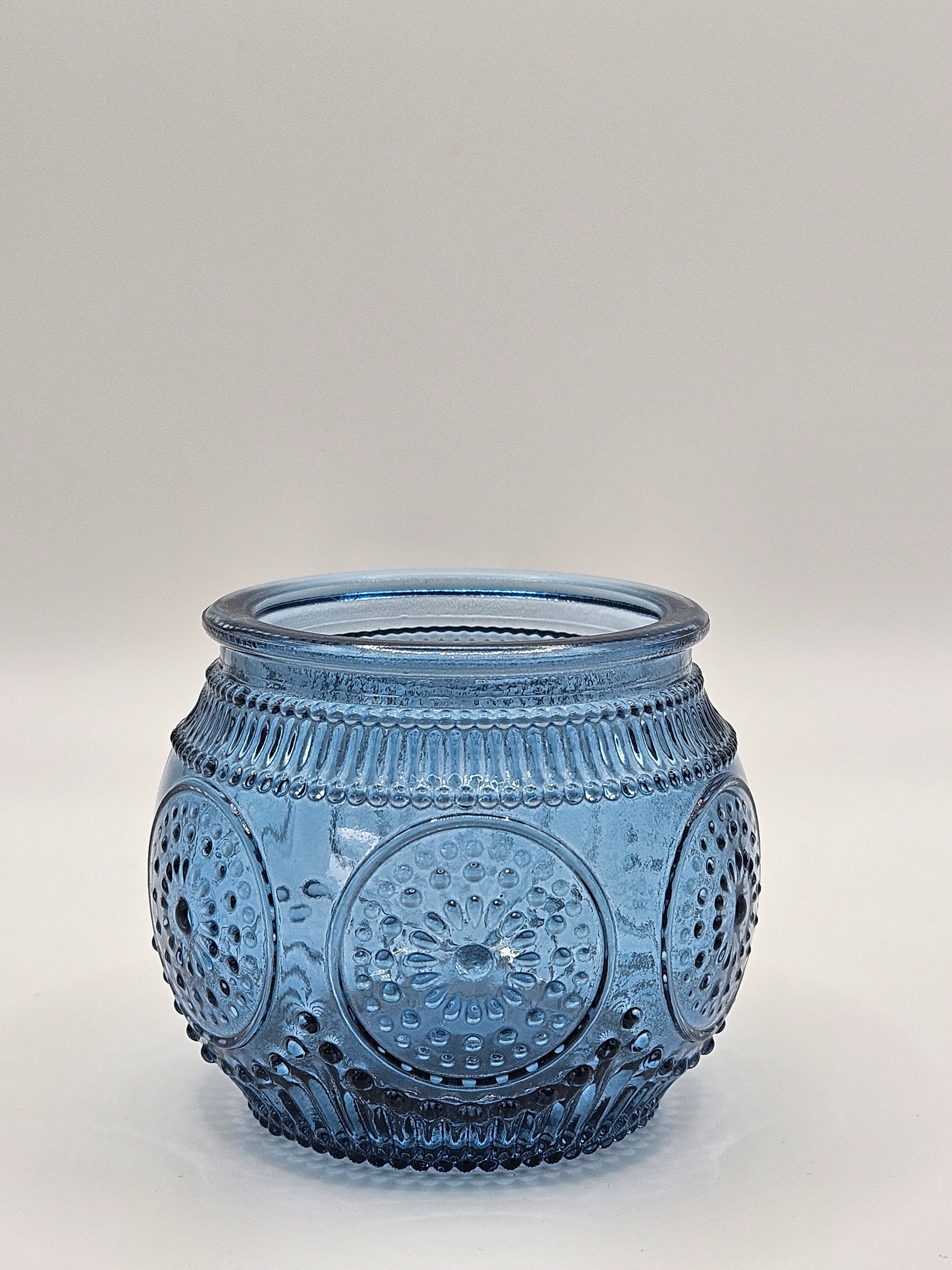 Beaded Circle Pattern Tealight Holder - Blue