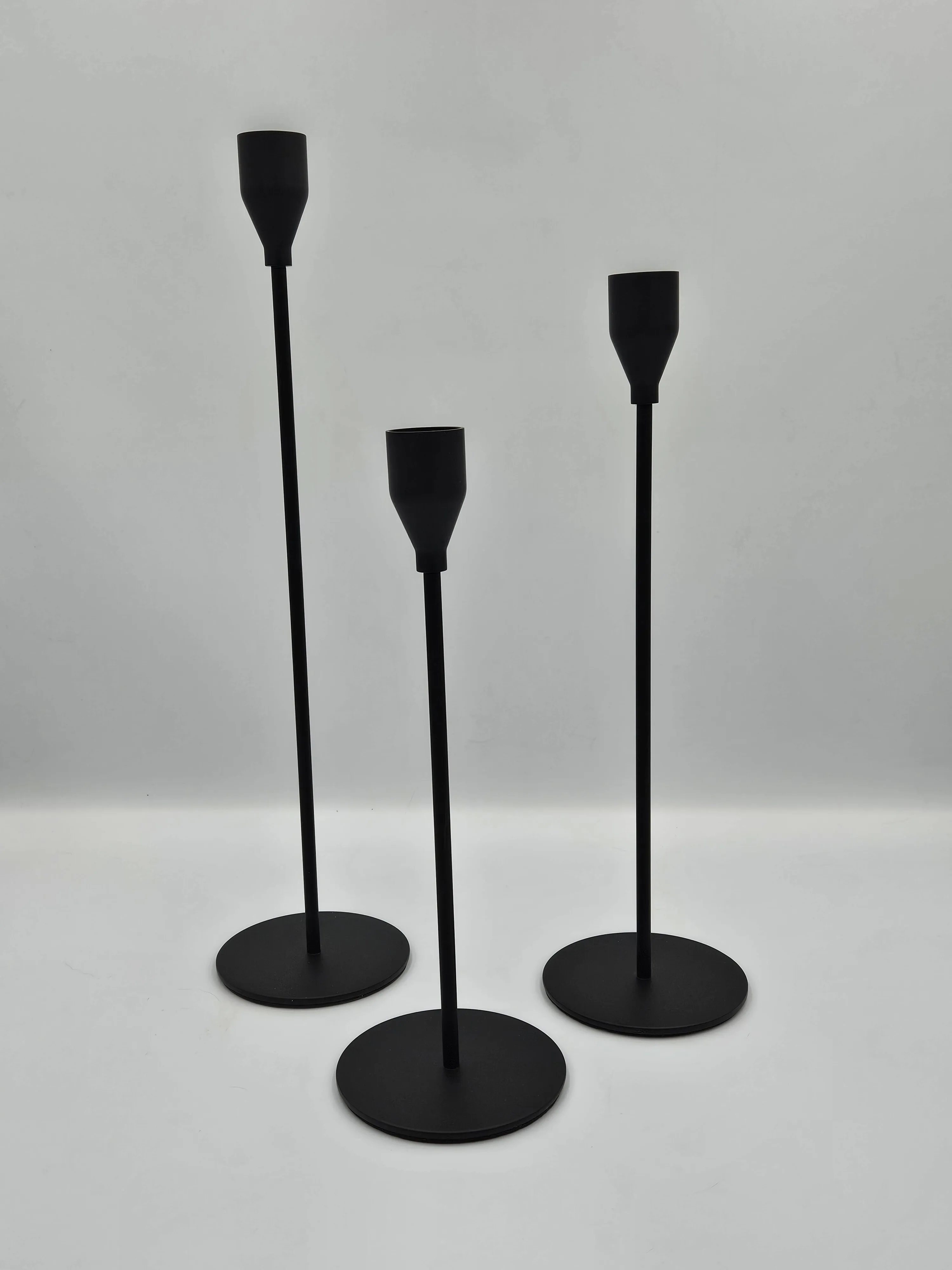 Taper Candle Holder Set - Matte Black - 9in-11in-13in