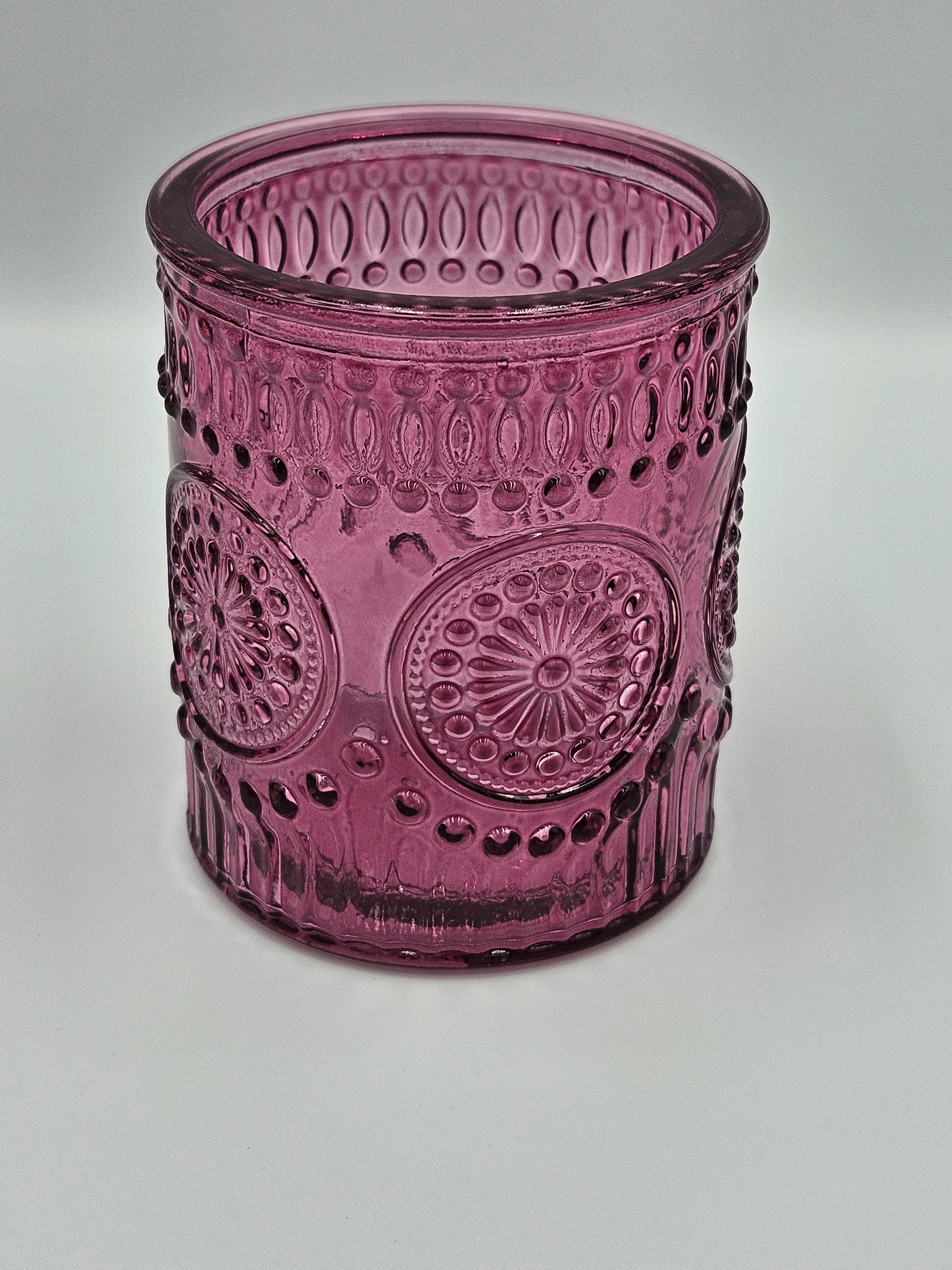 Circle Beaded Pattern Votive Holder - Wine - Purple