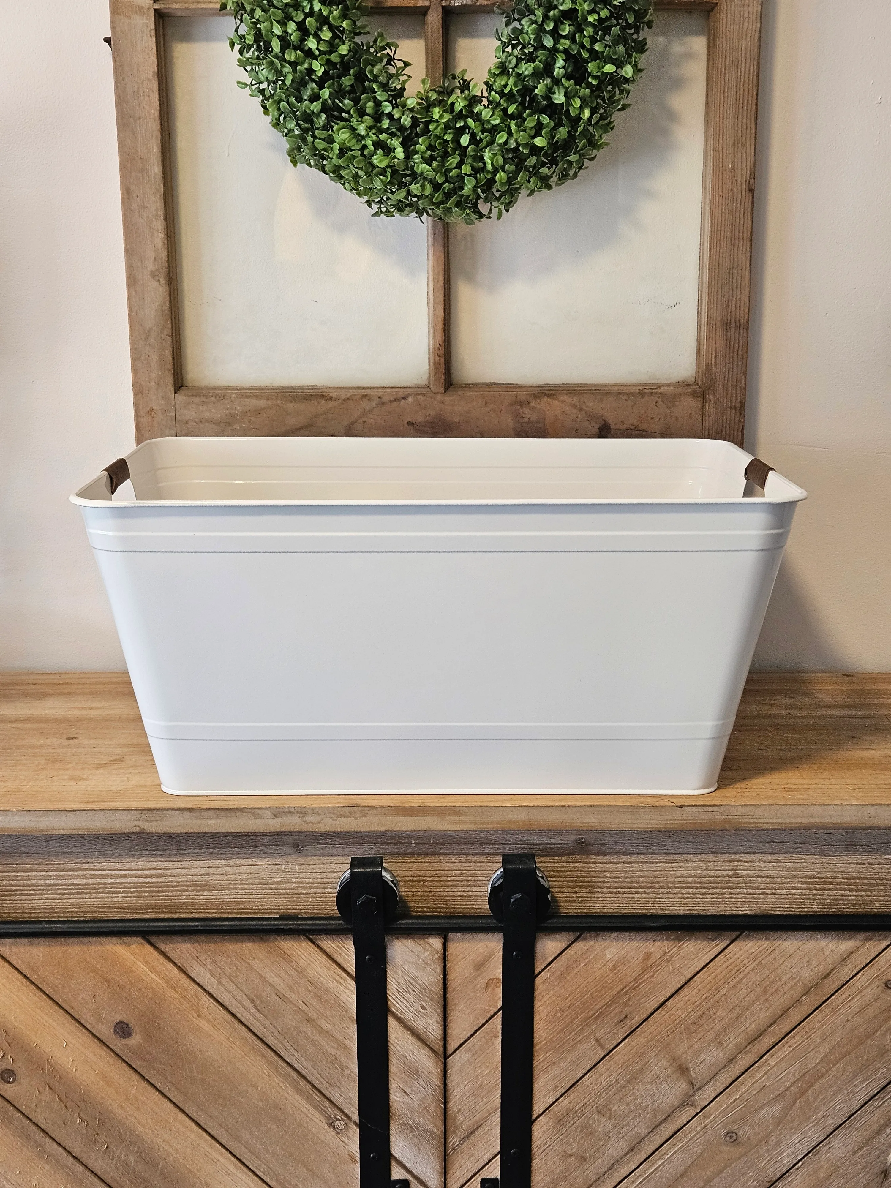 Galvanized Beverage Tub - Rectangle - Vanilla White