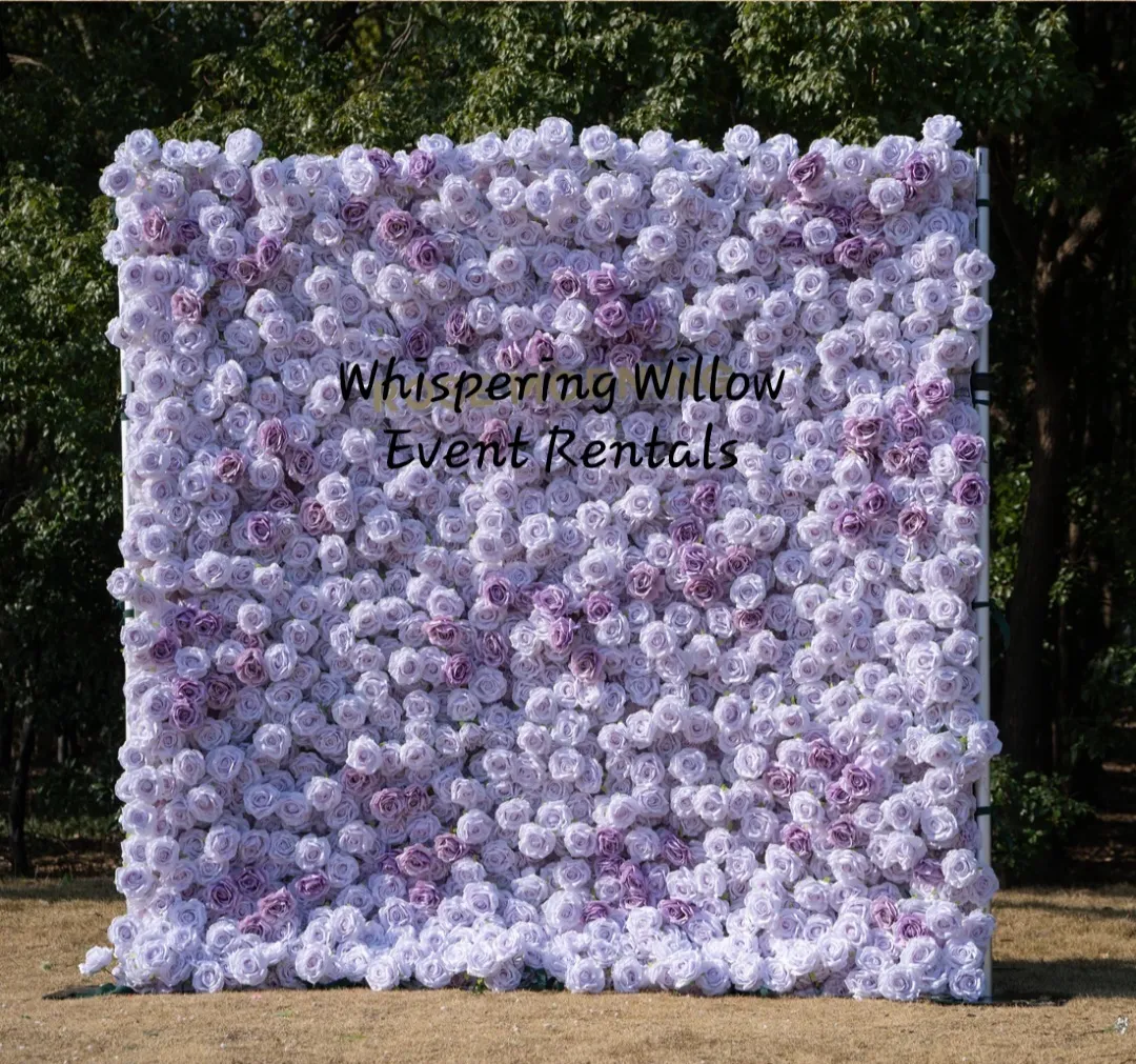 3D Flower Wall - Roses - Light Purple - 8ft x 8ft