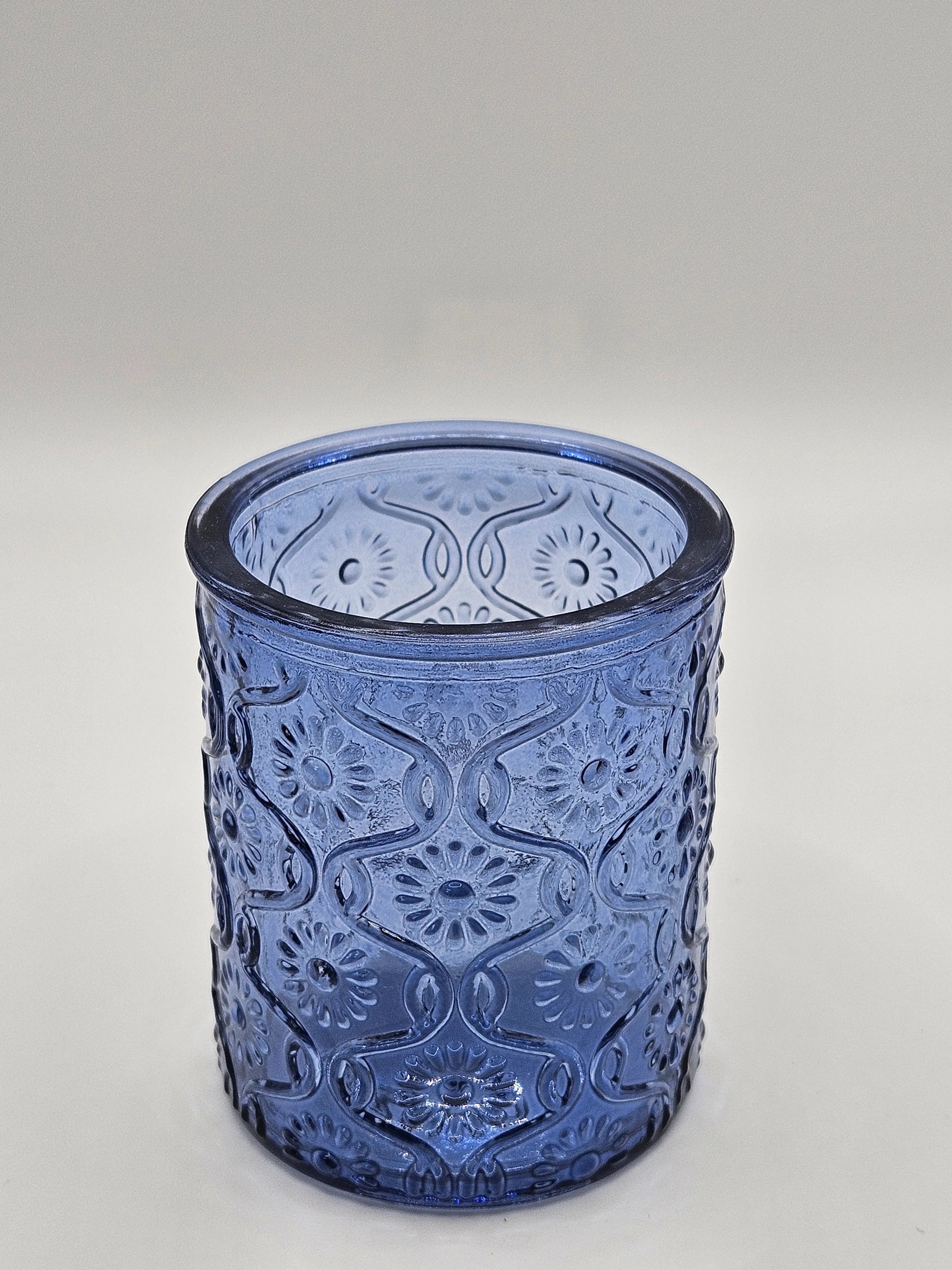 Flower Pattern Votive Holder - Blue