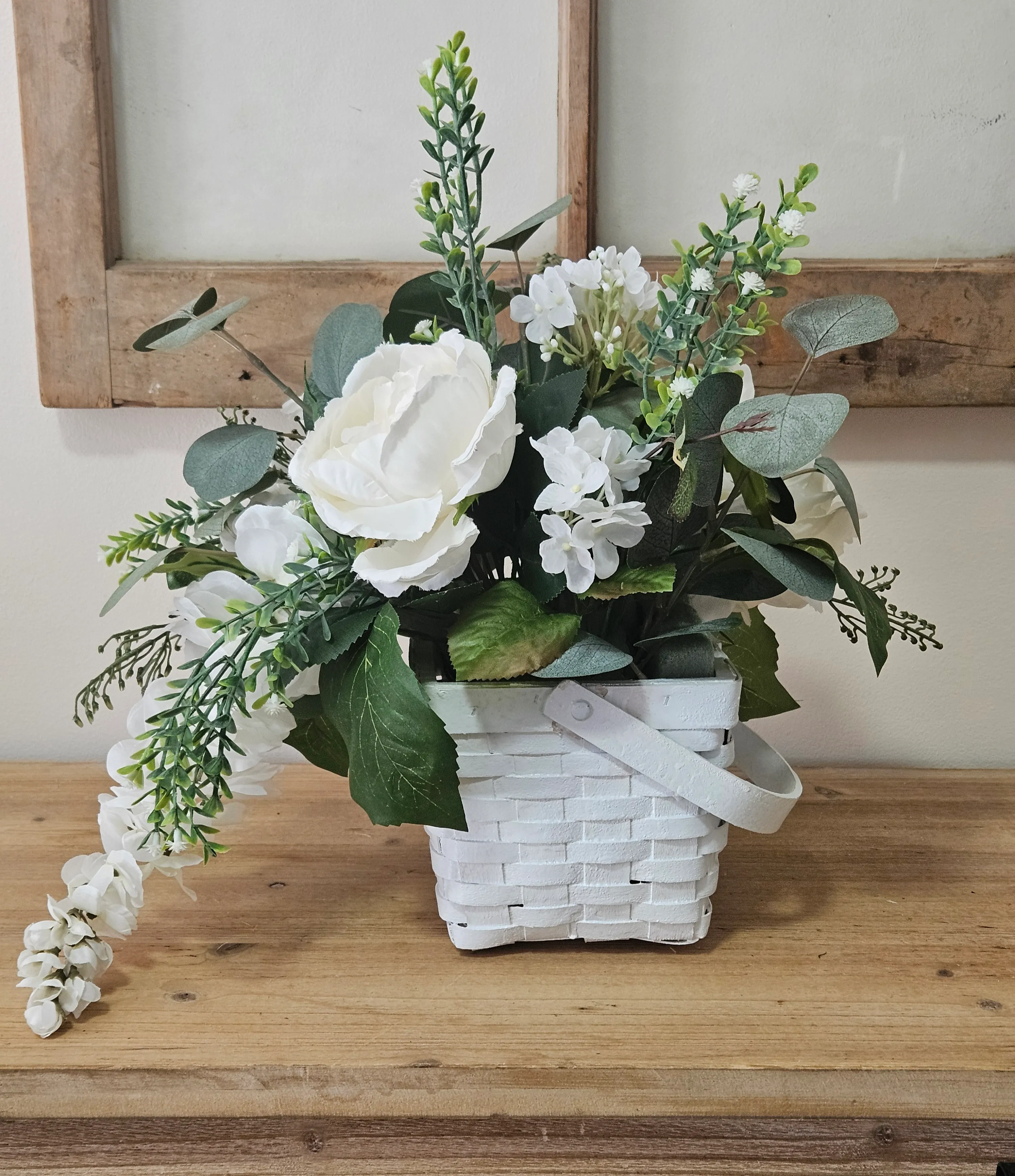 Basket Floral Arrangement - White Flowers