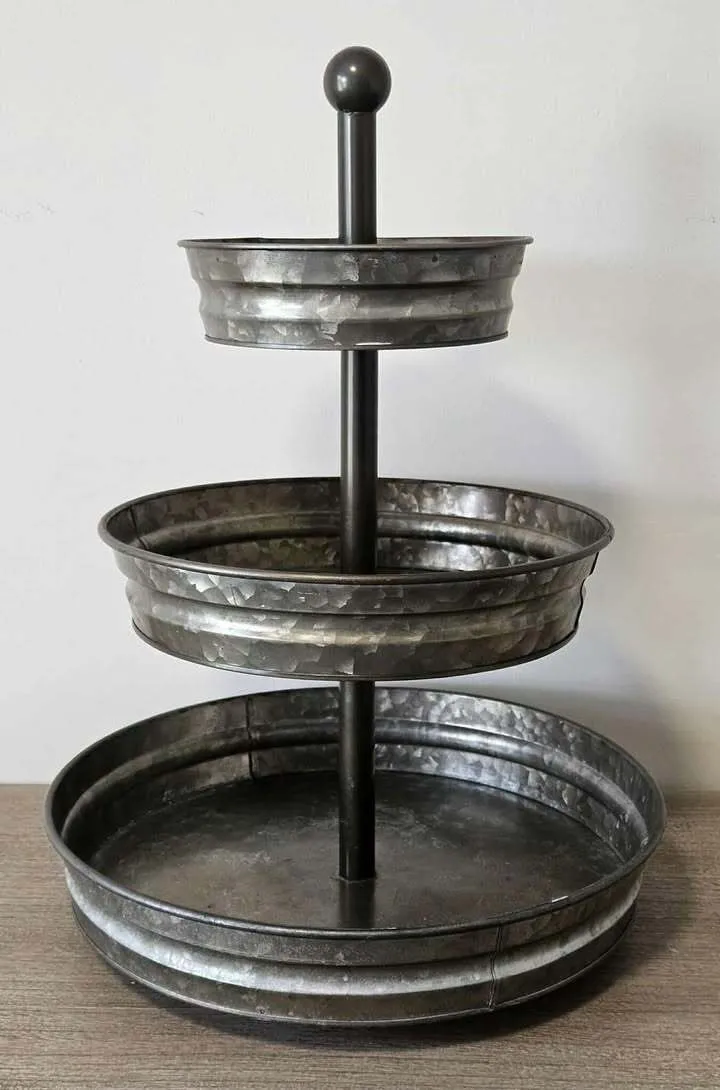 3 Tier Stand - Galvanized - 18.5in