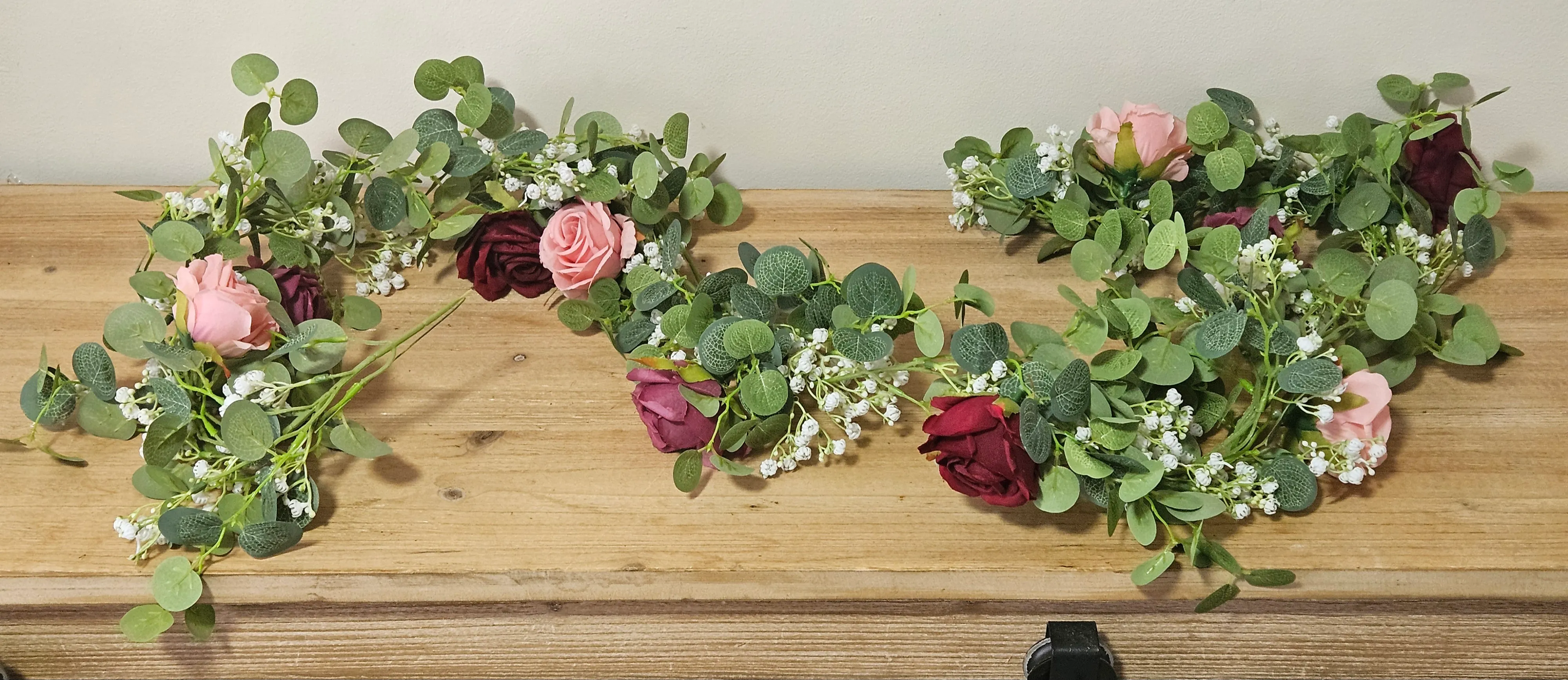 Garland - Pink Roses with Baby's Breath - 5.91ft