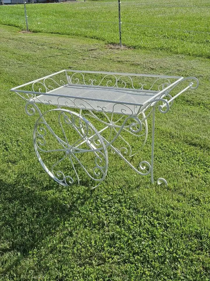 Metal Flower Cart - Large - White