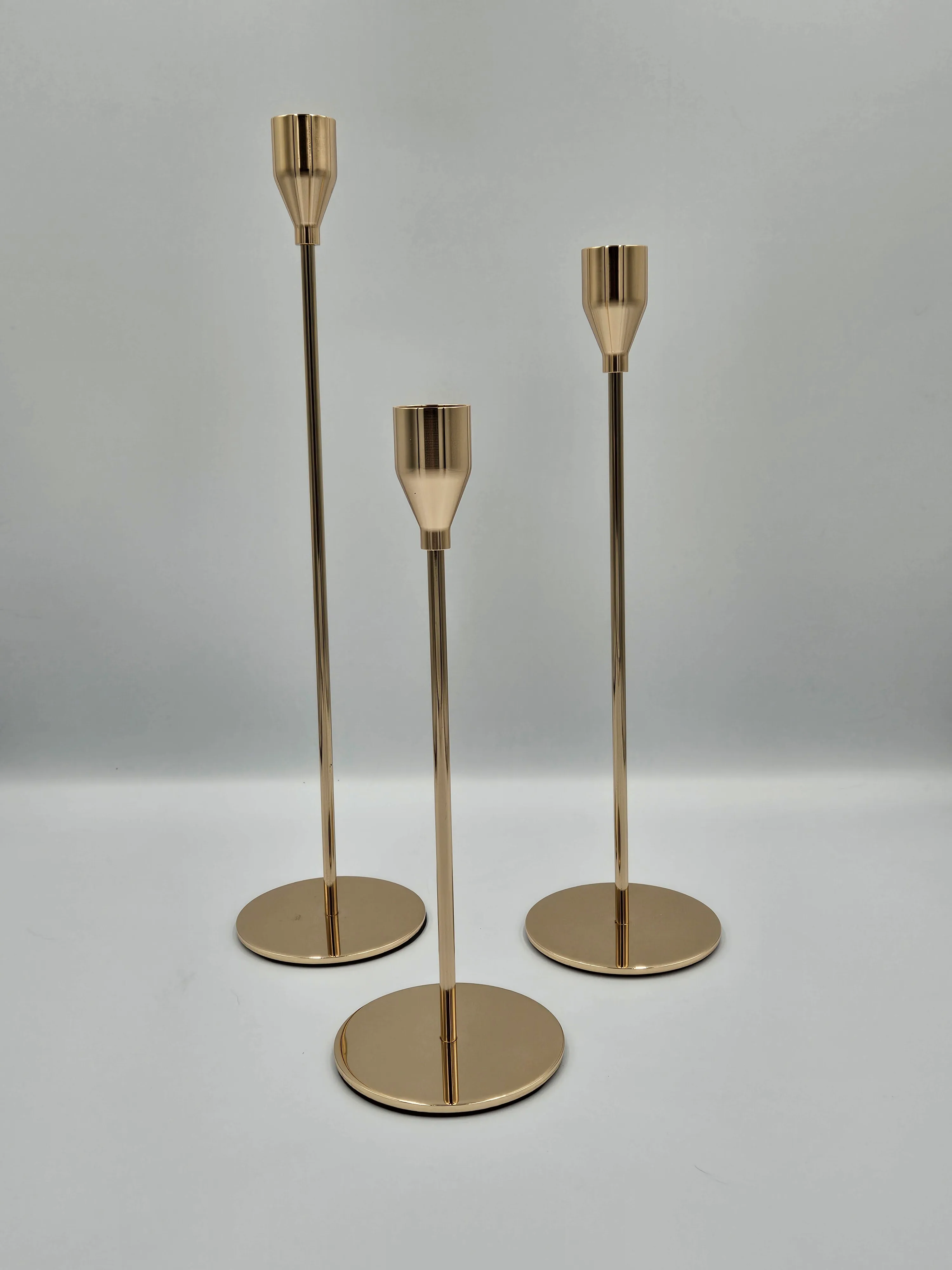 Taper Candle Holder Set - Gold - 9in-11in-13in