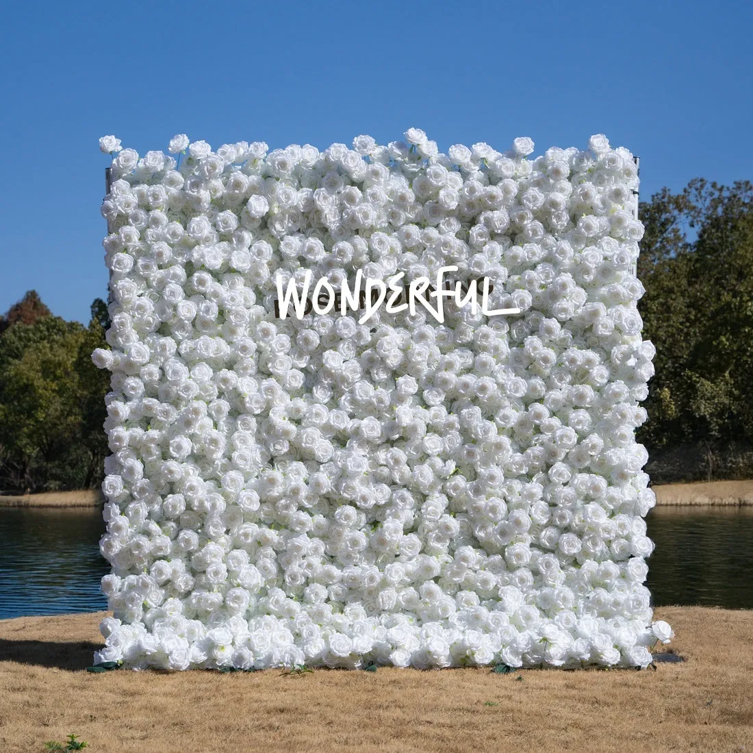 3D Flower Wall - Roses - White - 8ft x 8ft