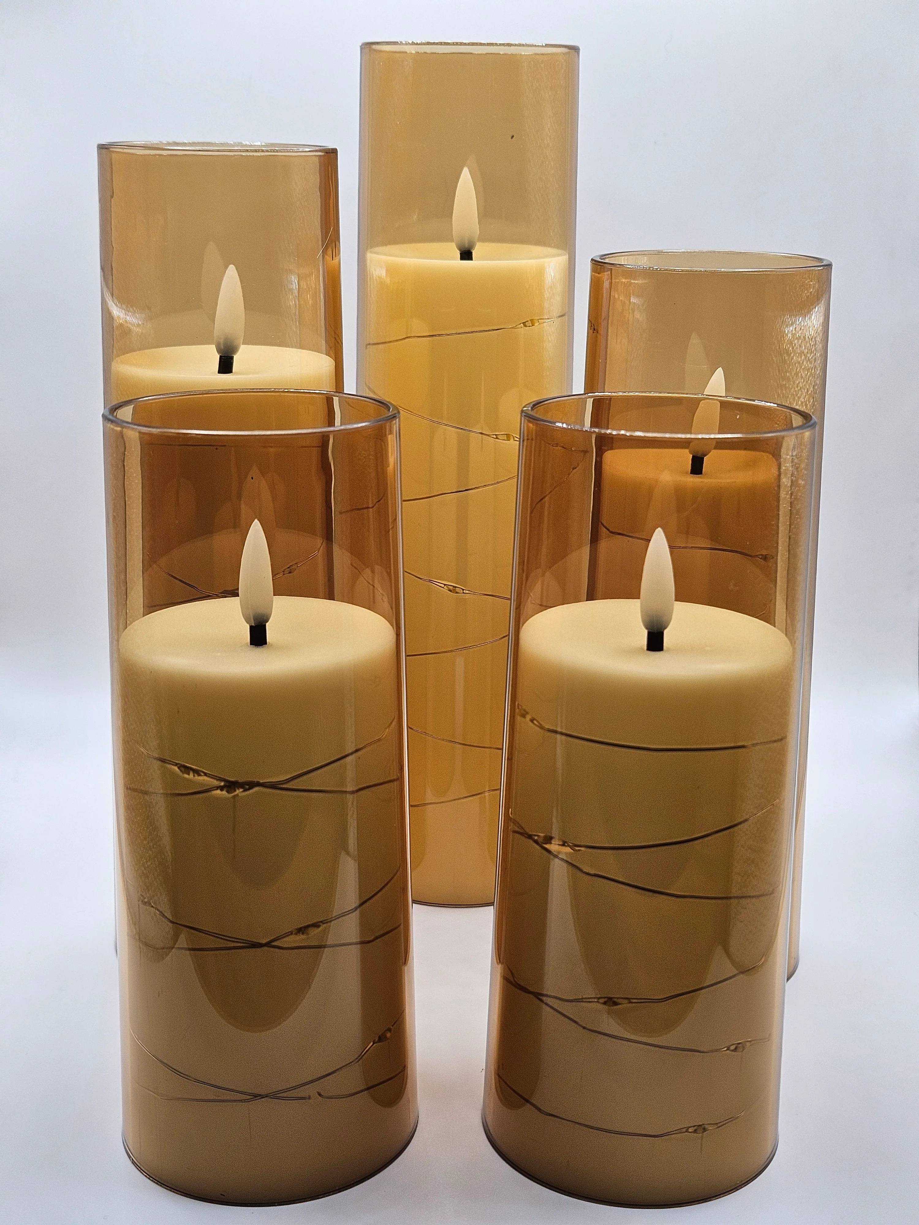 Tinted Hurricane Candles with LED Lights 