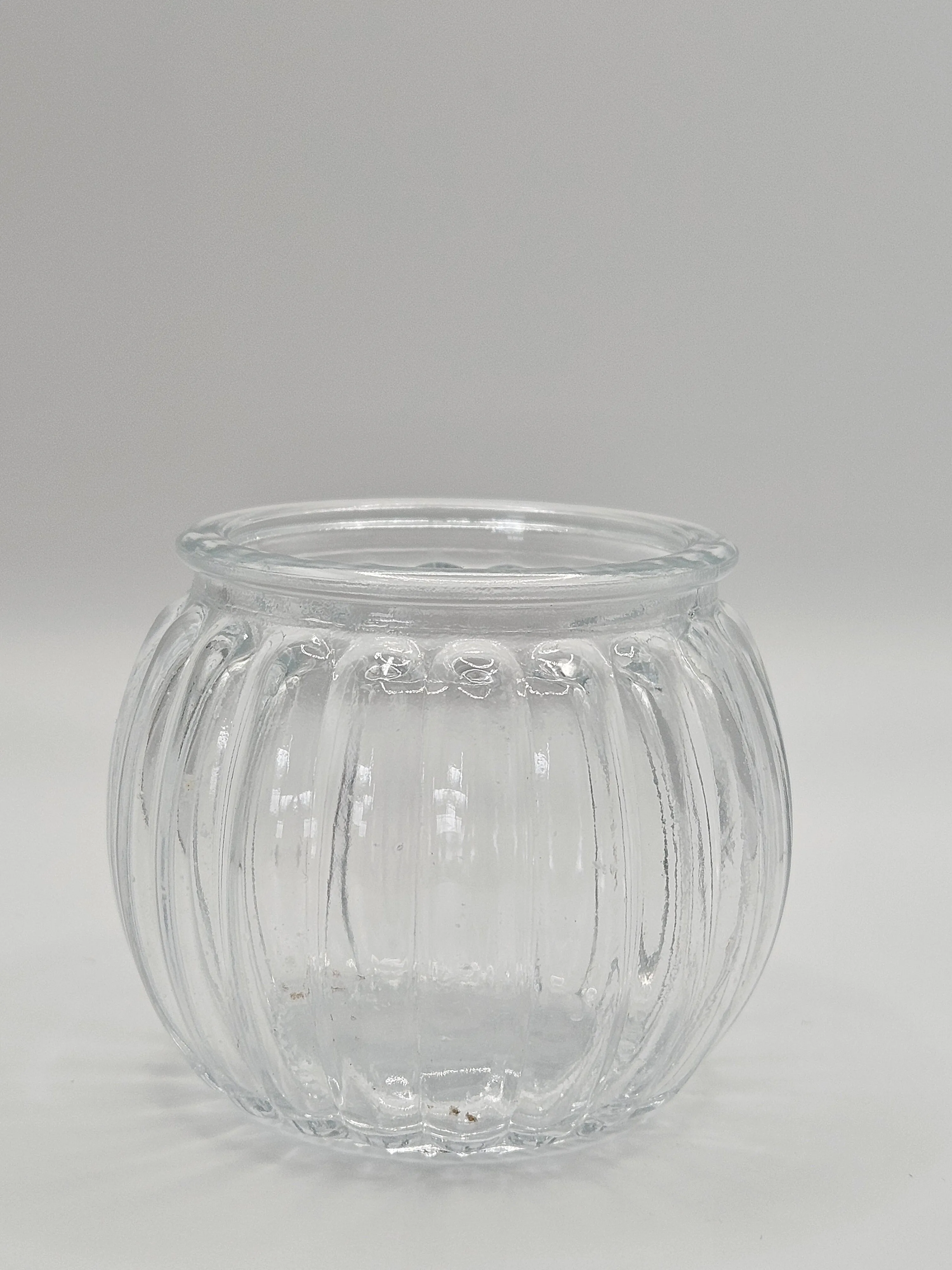 Round Ribbed Tealight Holder - Clear
