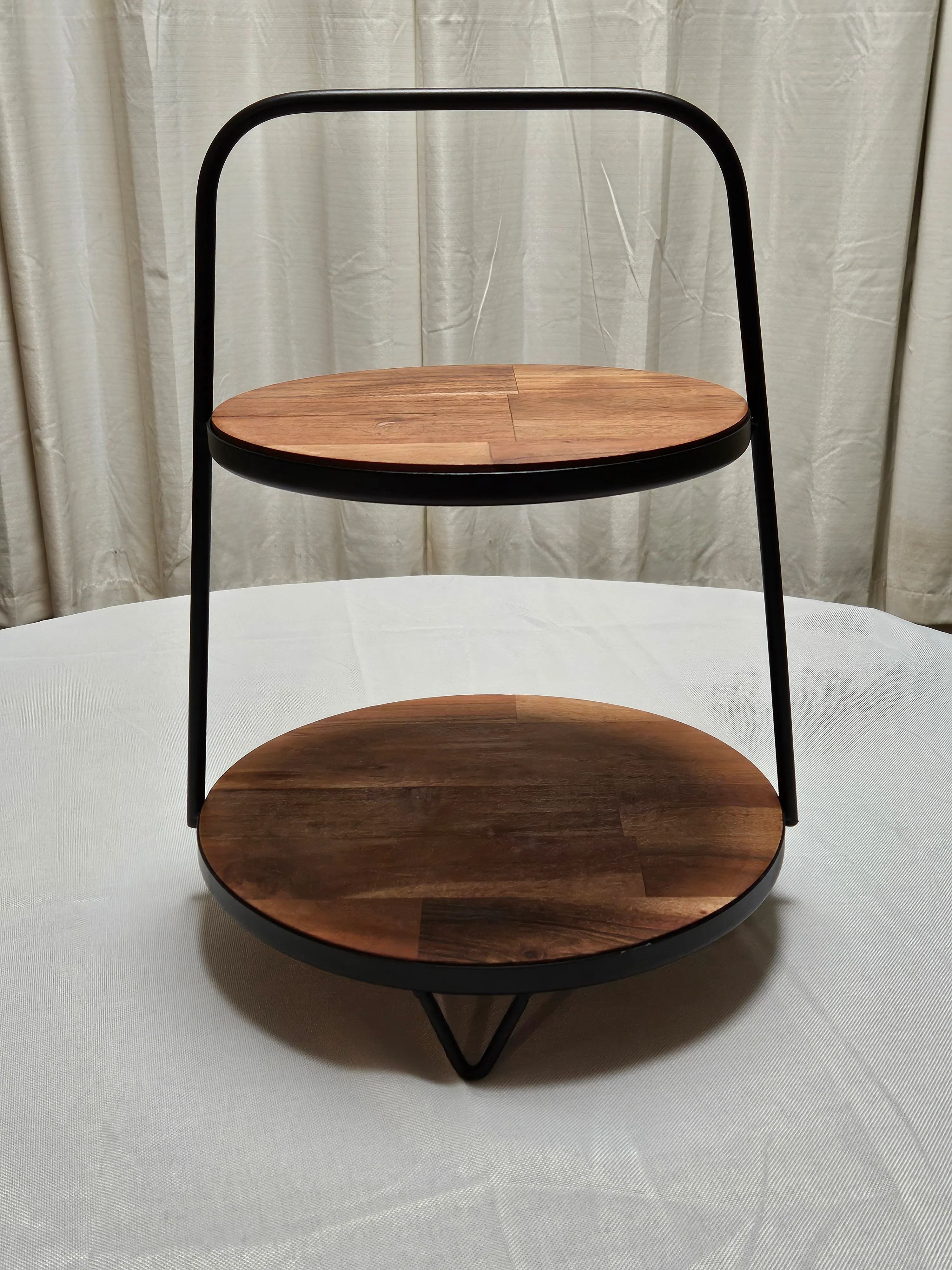 2 Tier Dessert Stand - Wood/Metal 