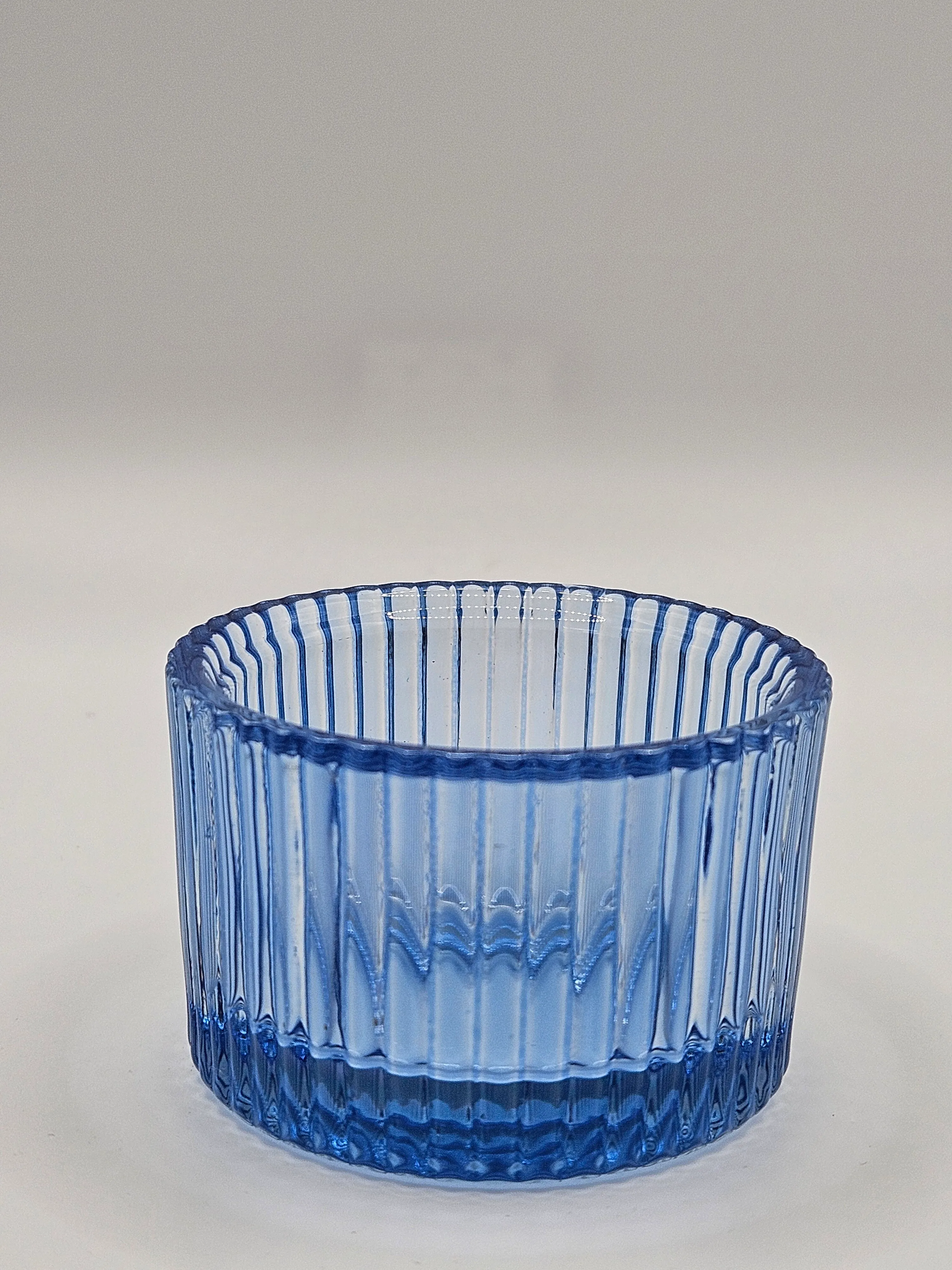 Ribbed Tealight Holder - Blue