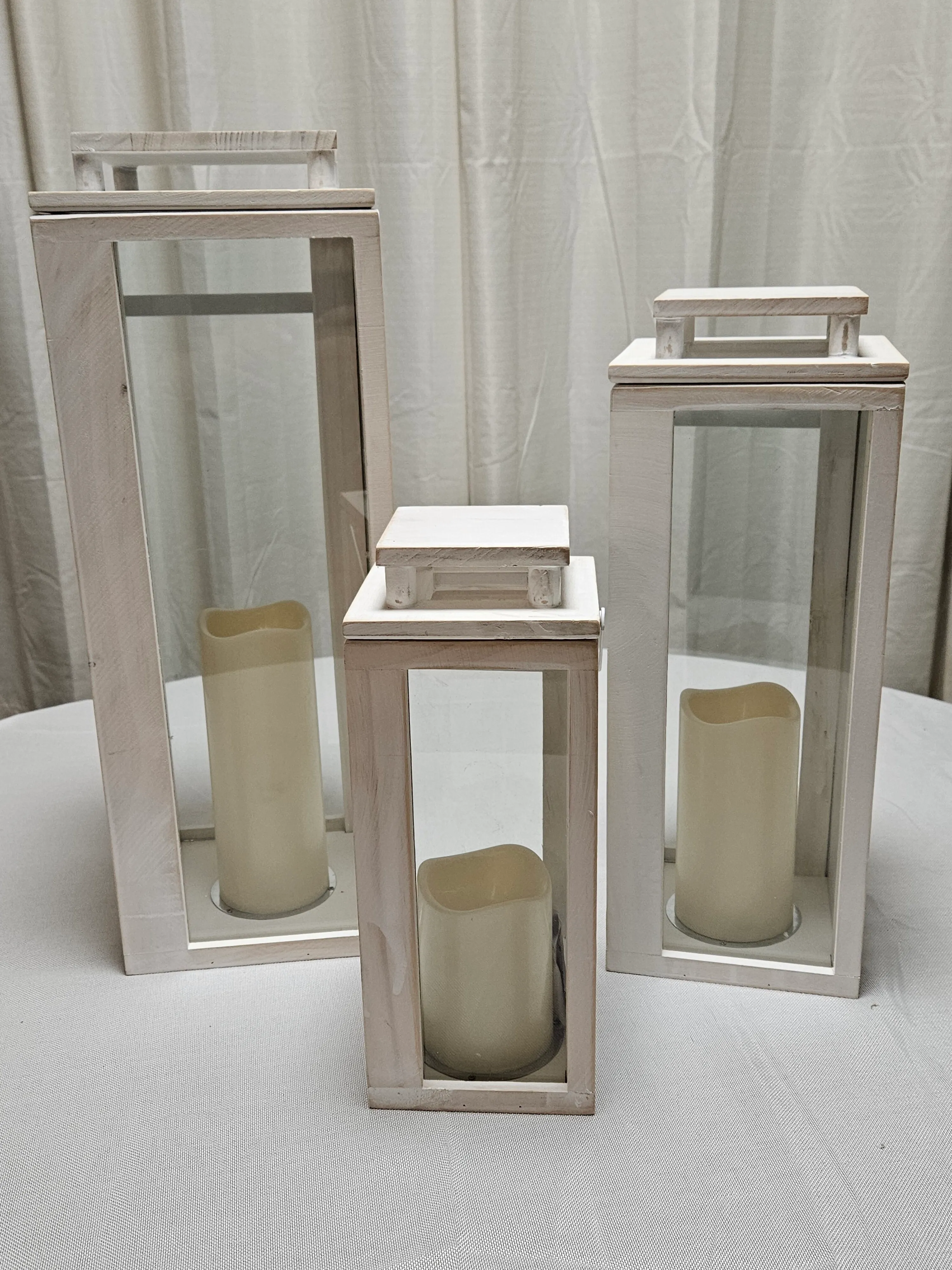 Lantern - Whitewash - W/Candle