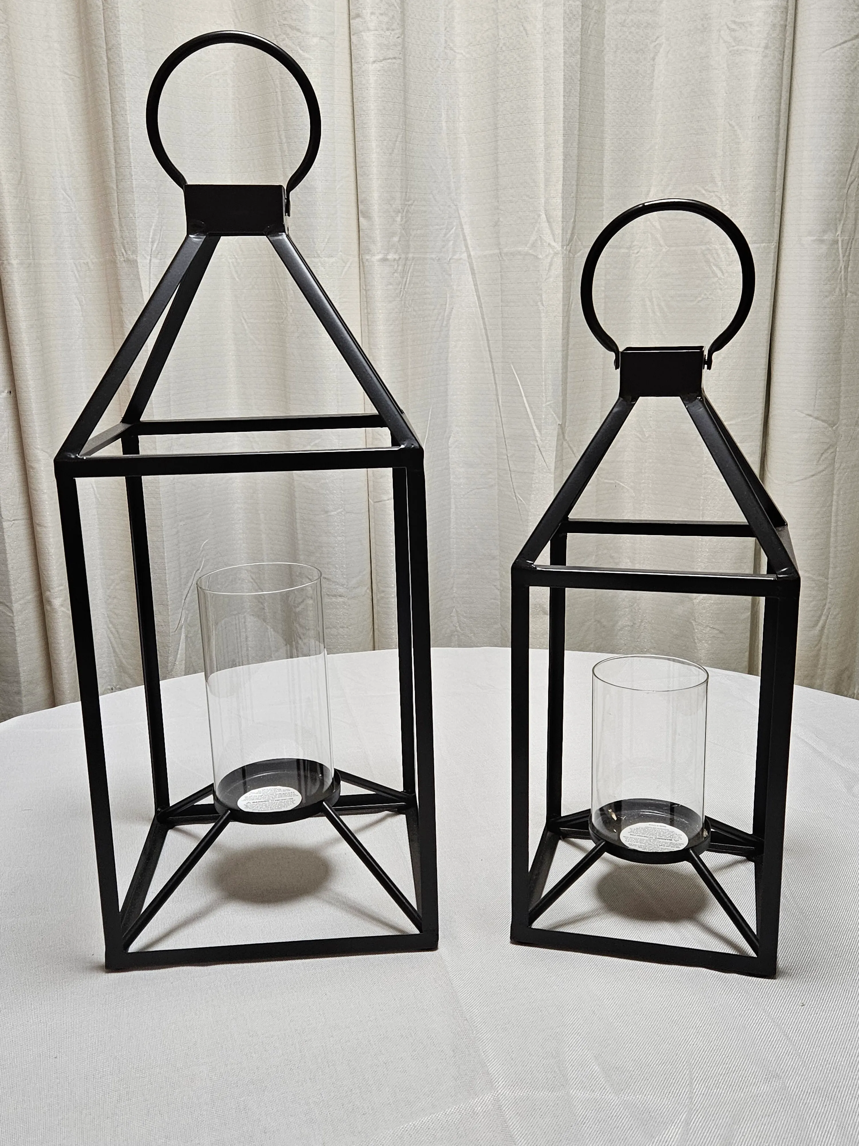Lantern - Glass Hurricane - Black