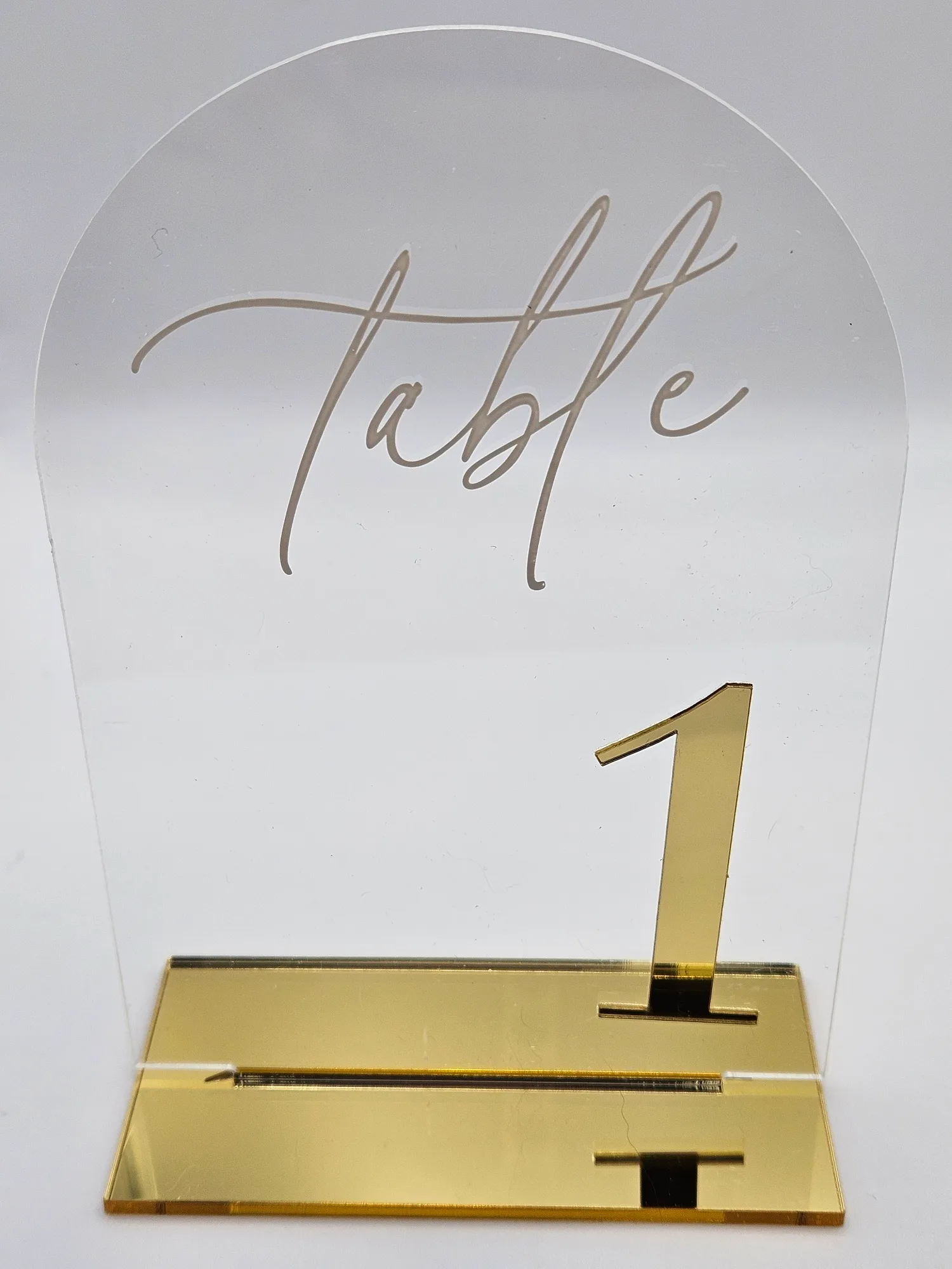 Table Numbers - Clear Acrylic - Gold Lettering - 1-30