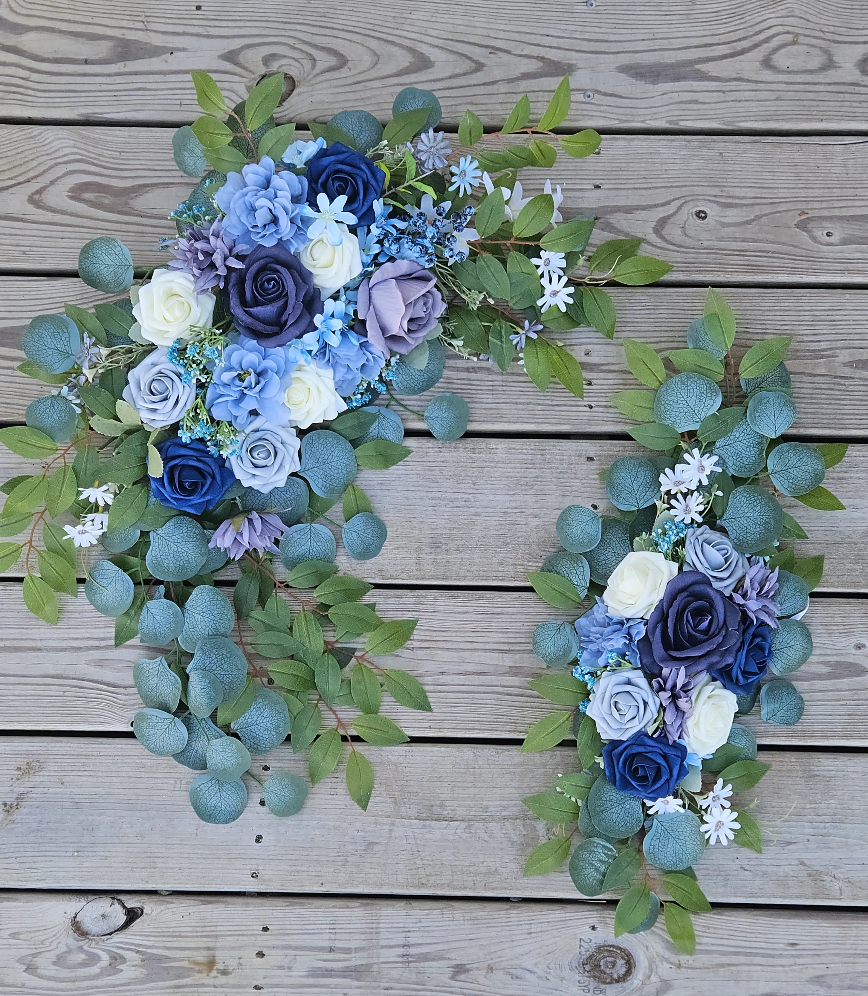 Floral Swags - Blue - 2-piece set - 32in and 24in