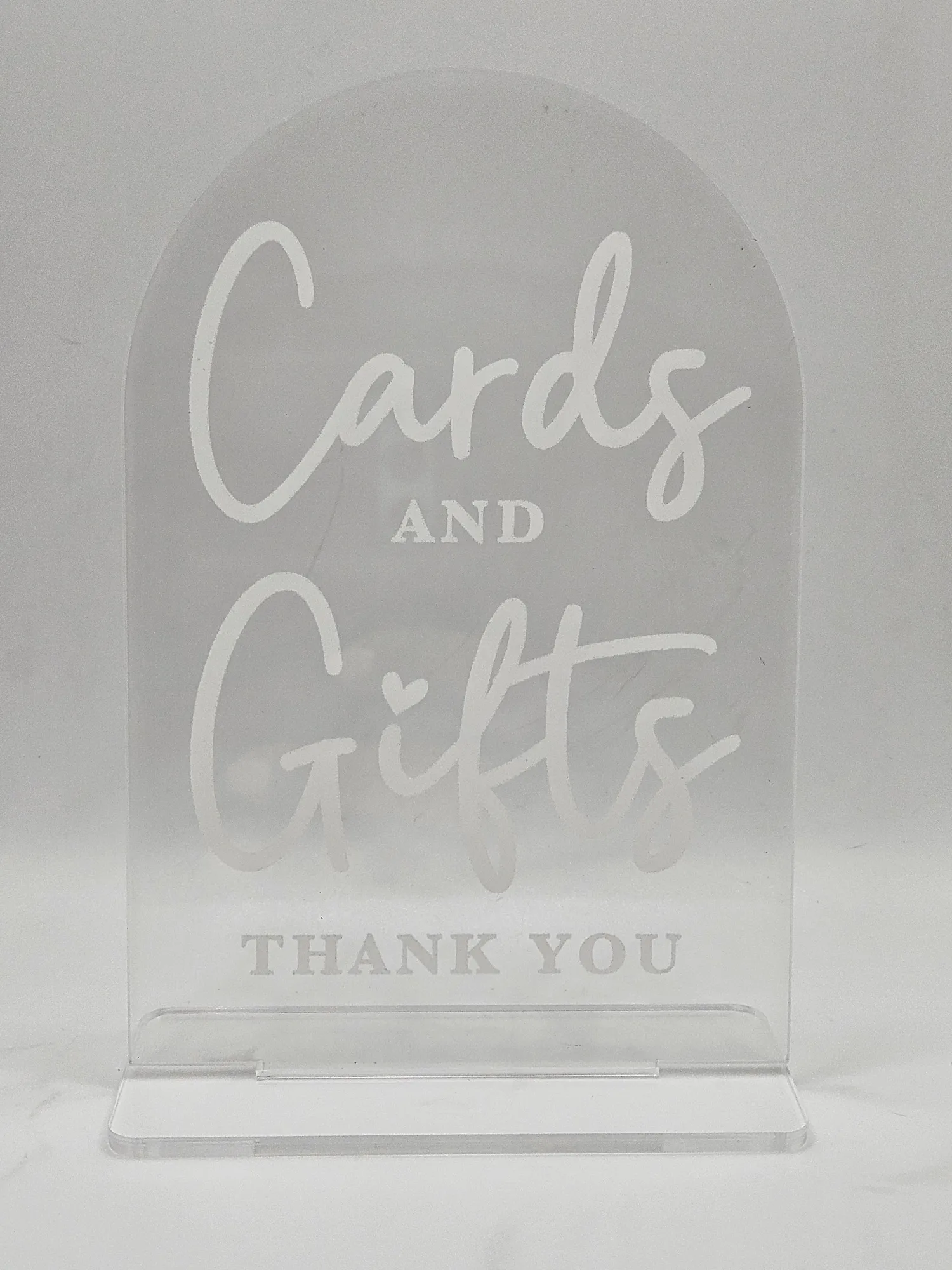 Card & Gifts - Clear Acrylic - White - Sign