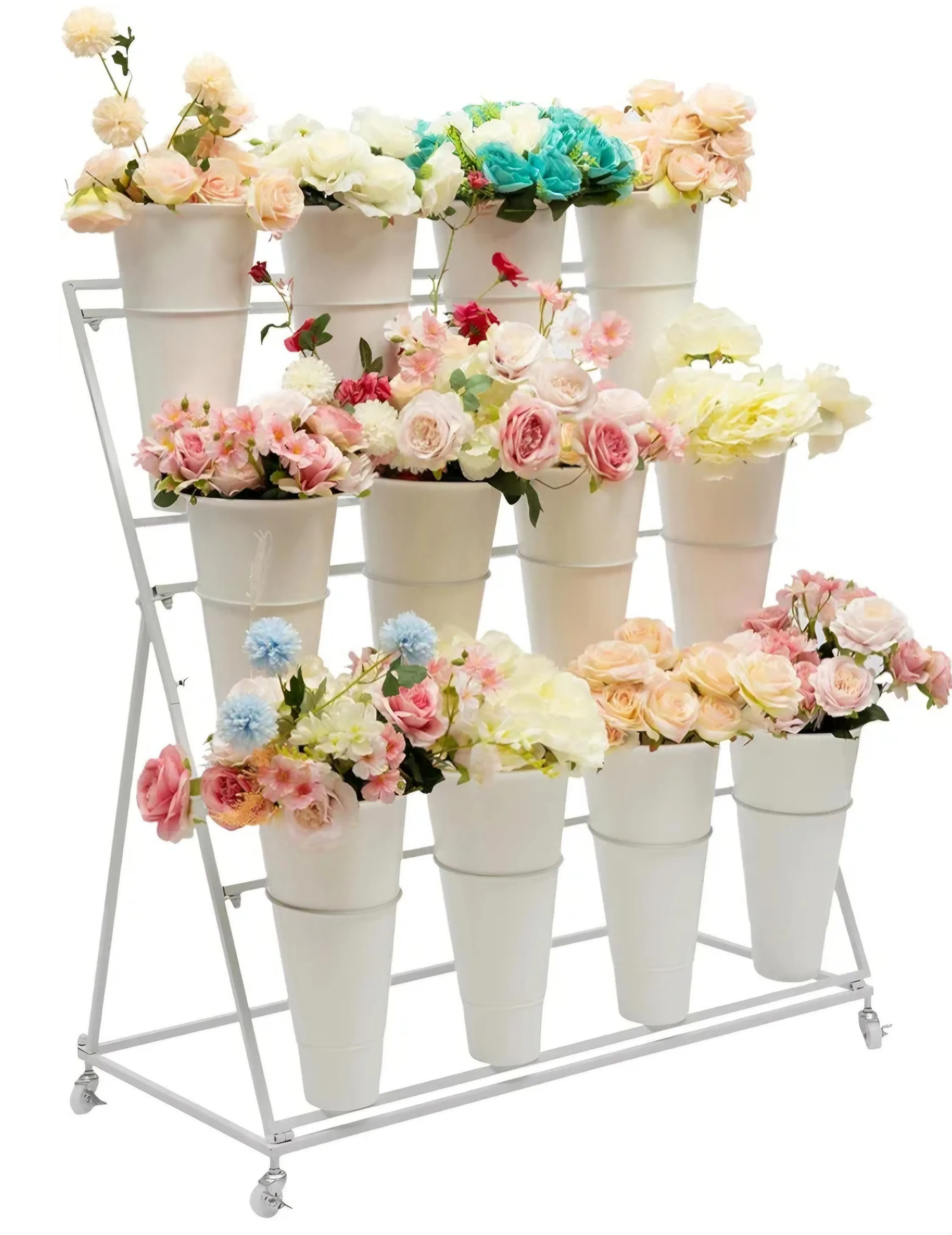 Floral Stand - 12 Buckets - White