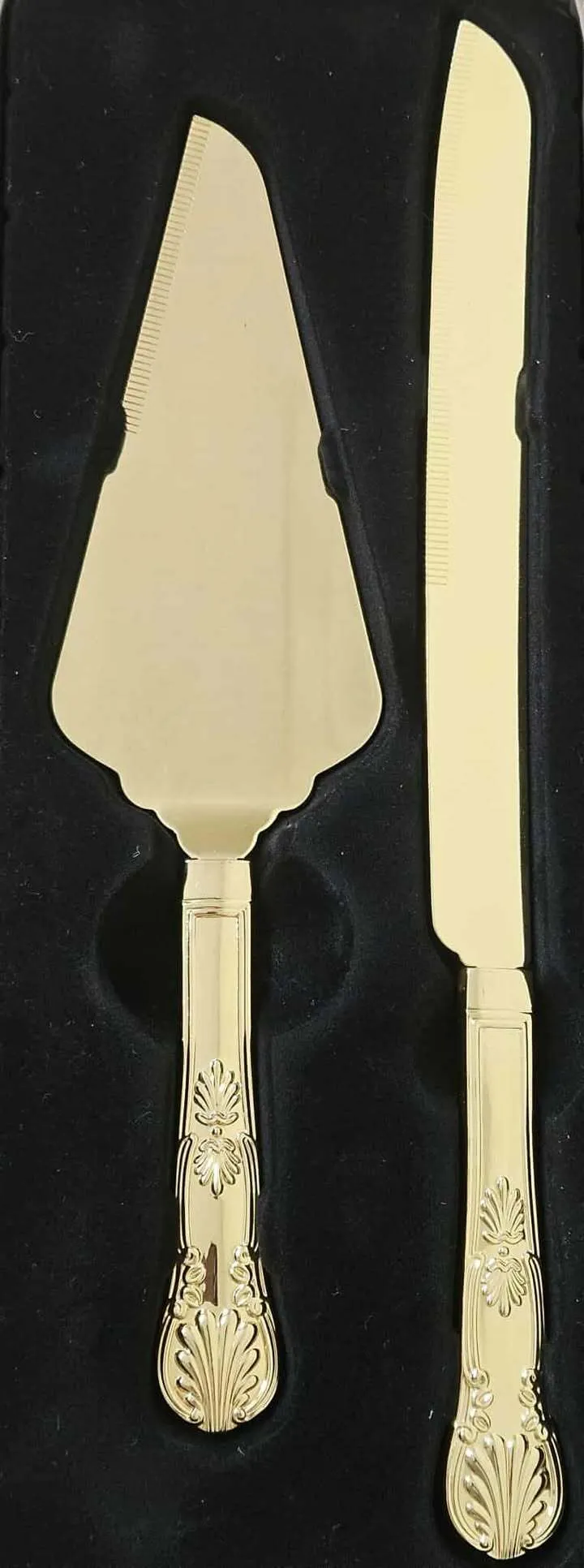 Cake Cutting and Serving Set - Gold