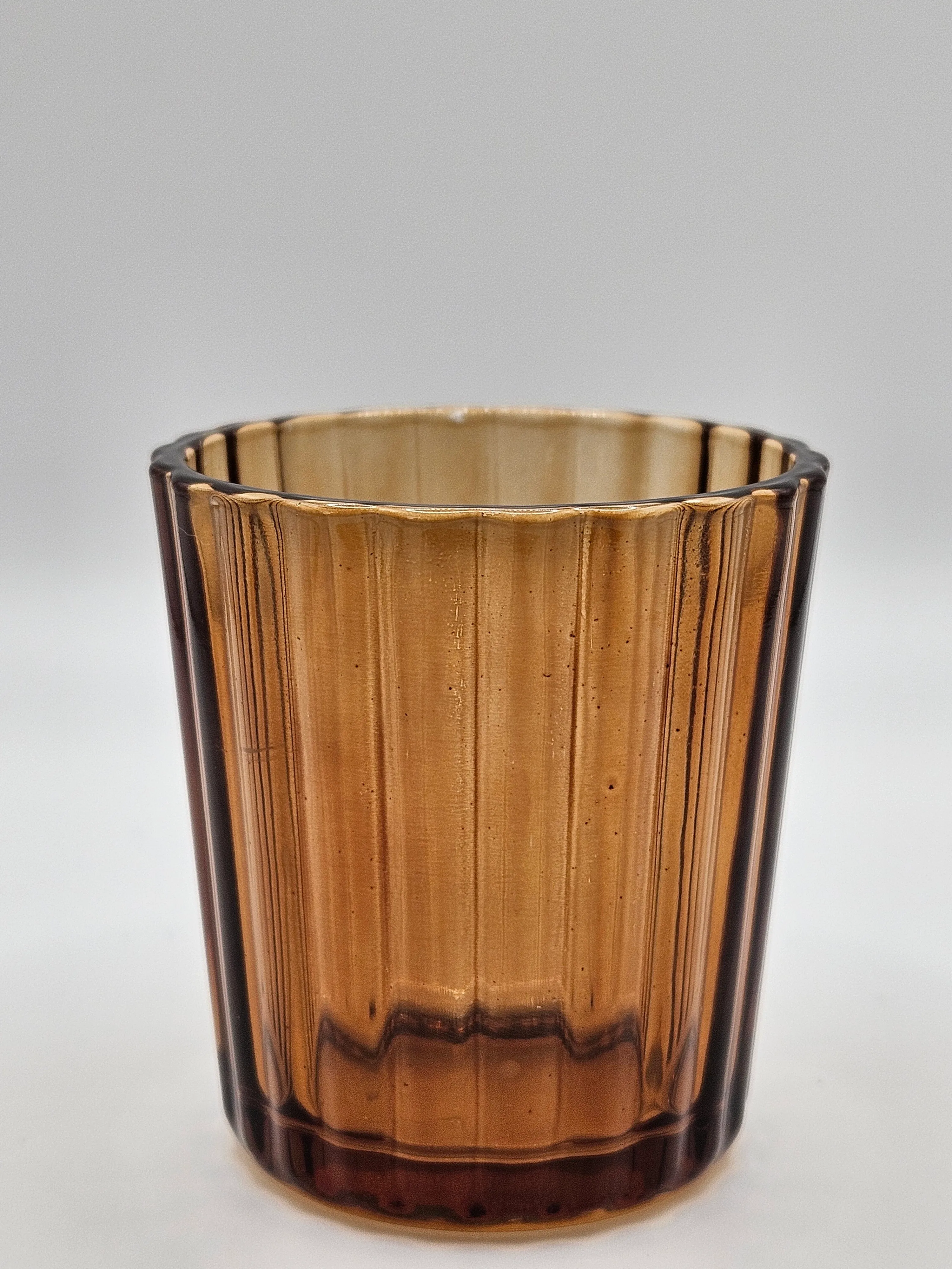 Ribbed Votive Holder - Amber