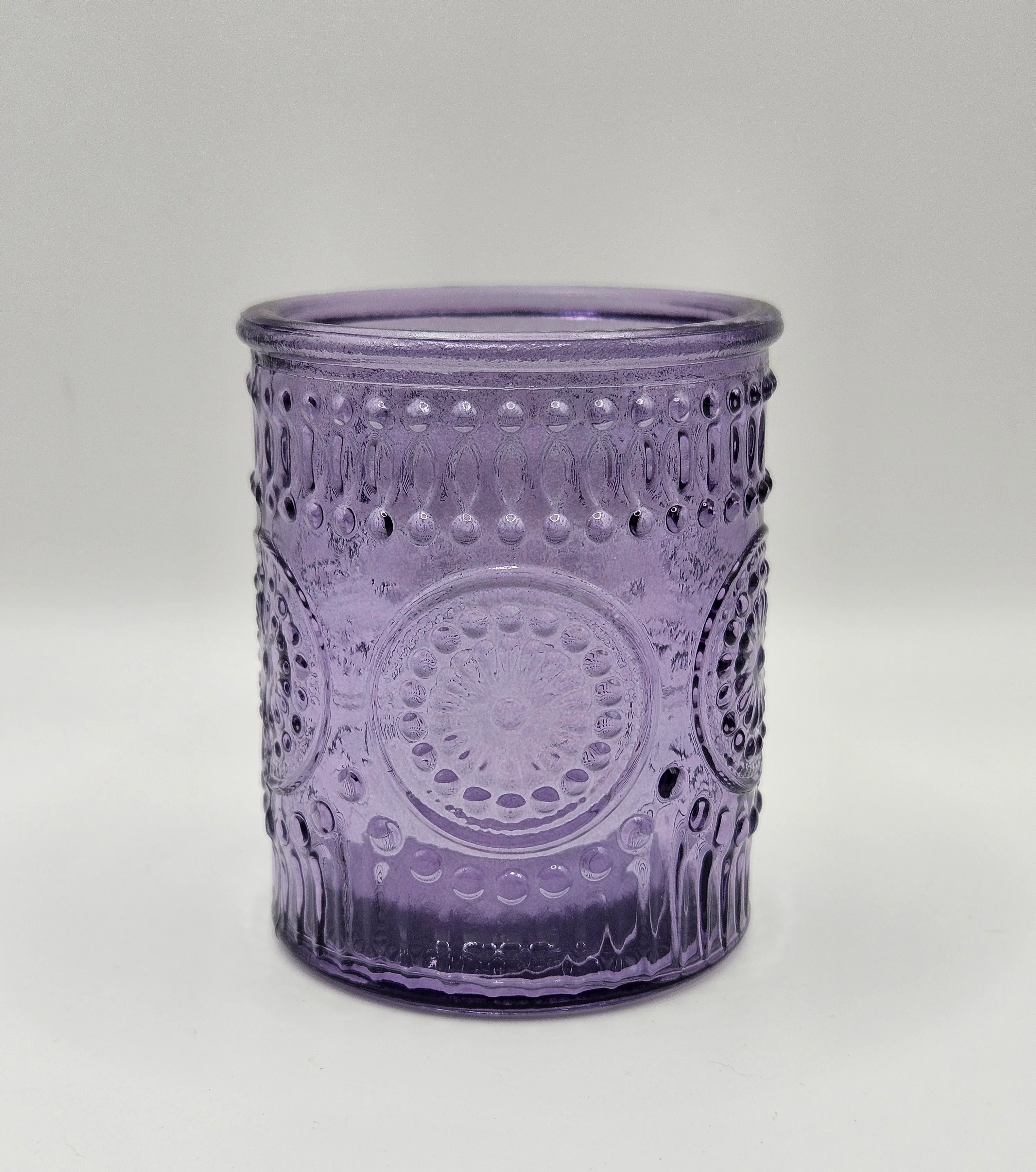Beaded Circle Pattern Votive Holder - Purple