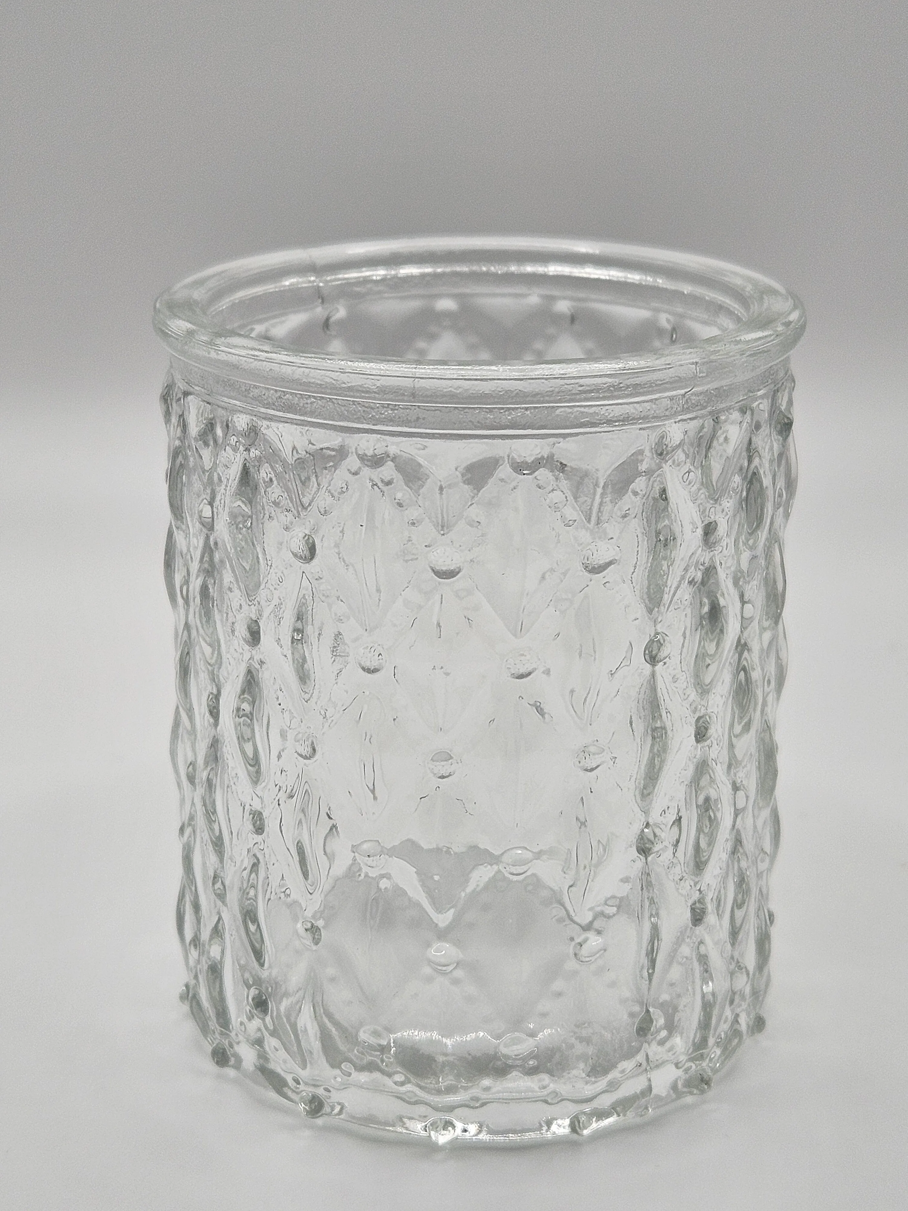 Beaded Quilted Pattern Votive Holder - Clear