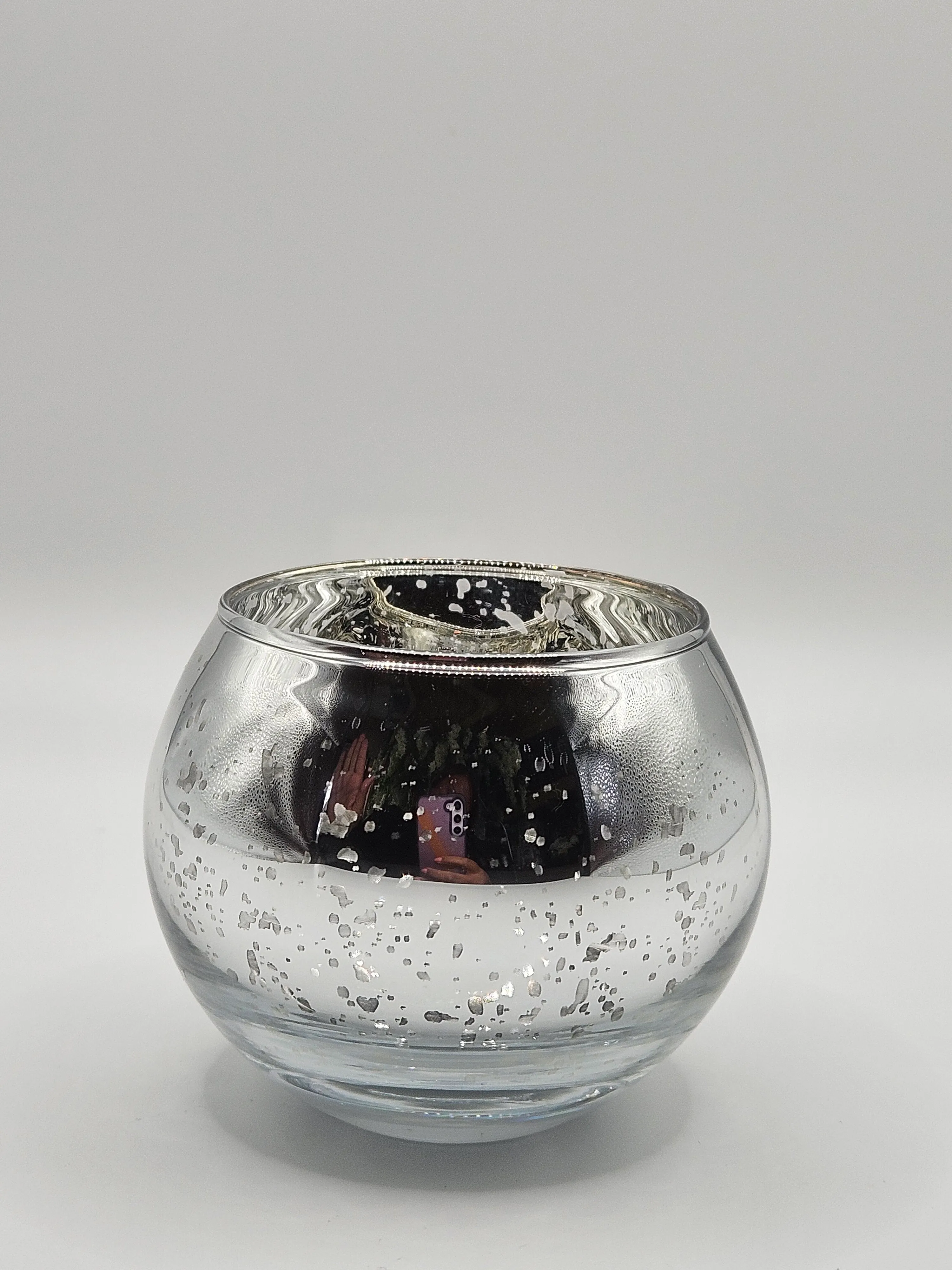 Mercury Speckled Tealight Holder - Silver