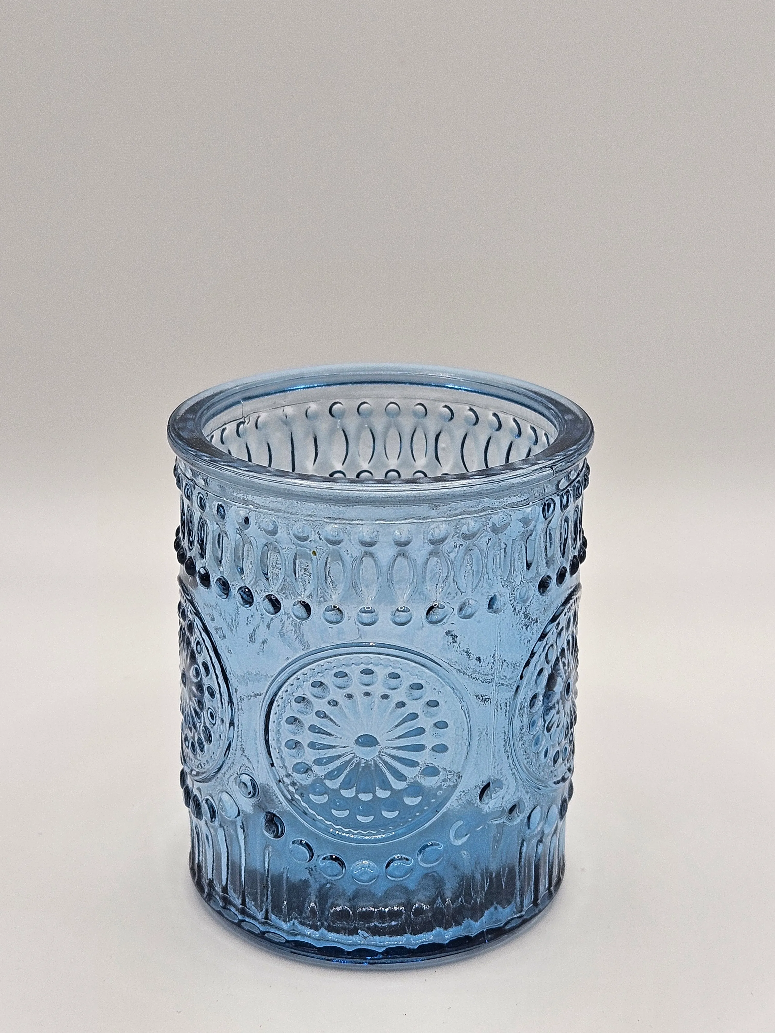 Beaded Circle Pattern Votive Holder - Blue