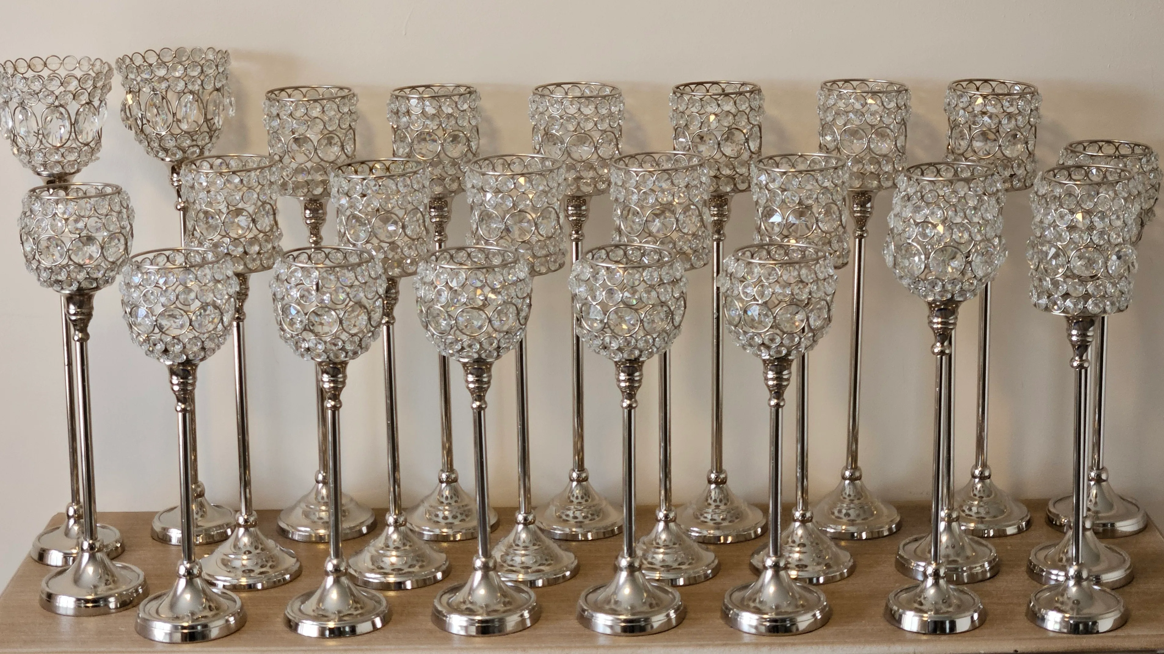 Acrylic Beaded Candle Holder - Crystal