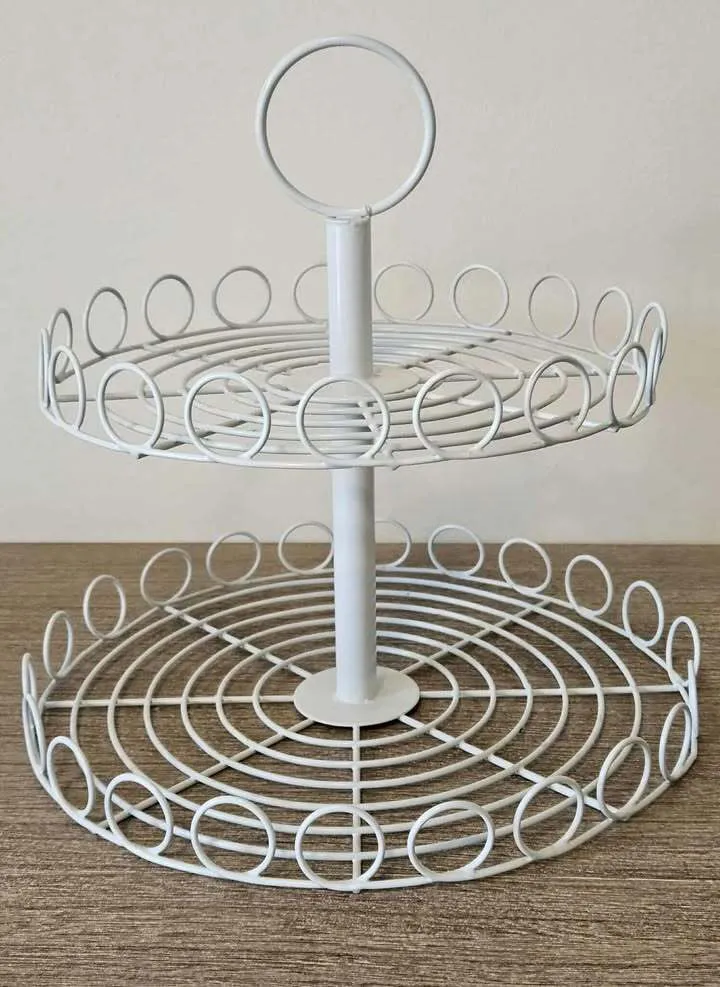 2 Tier Metal Wire Stand - White - 10'' x 10''